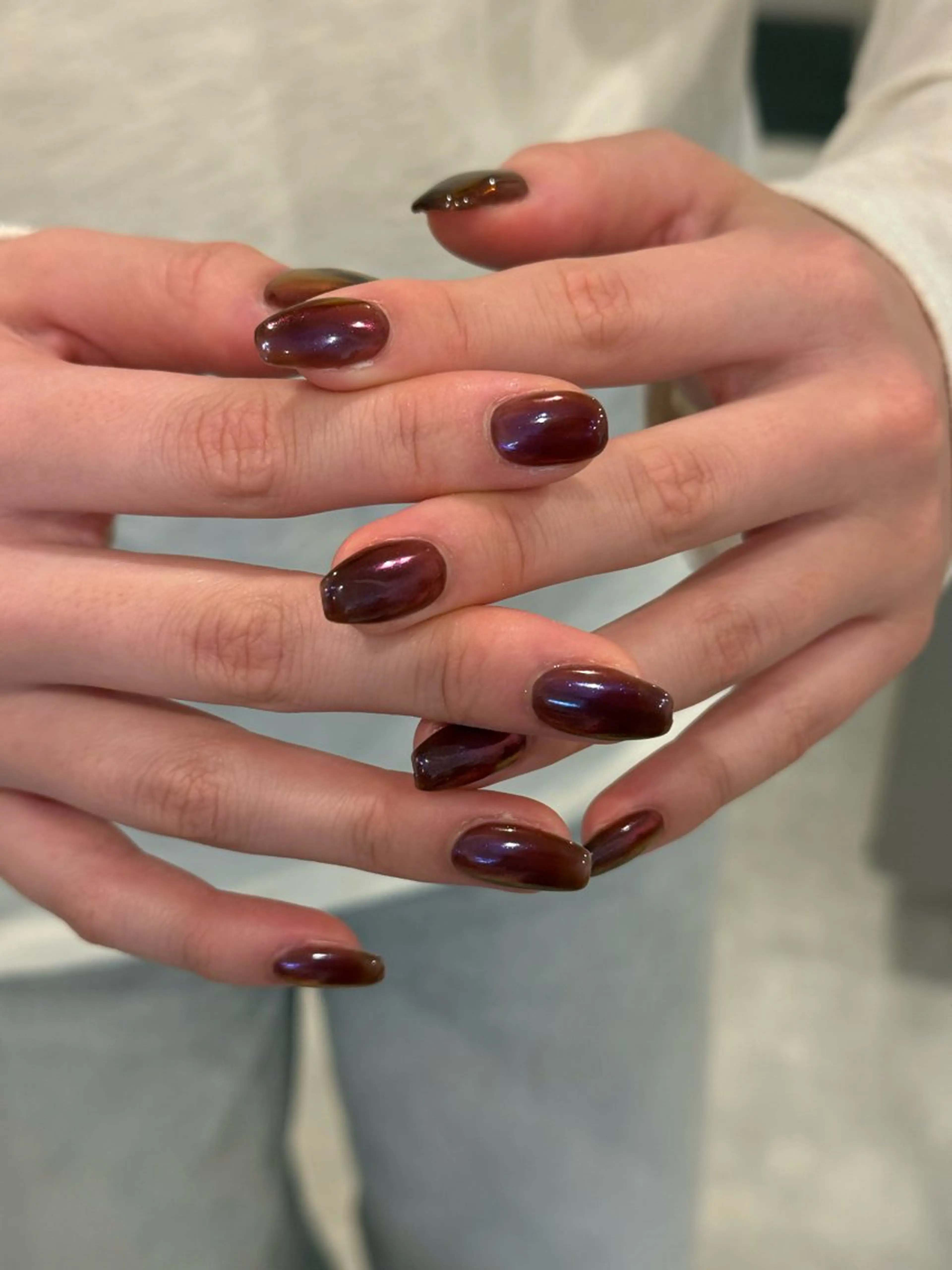 ネイル ブルー ブラウン ハンドネイル nr. nayuのネイルデザイン