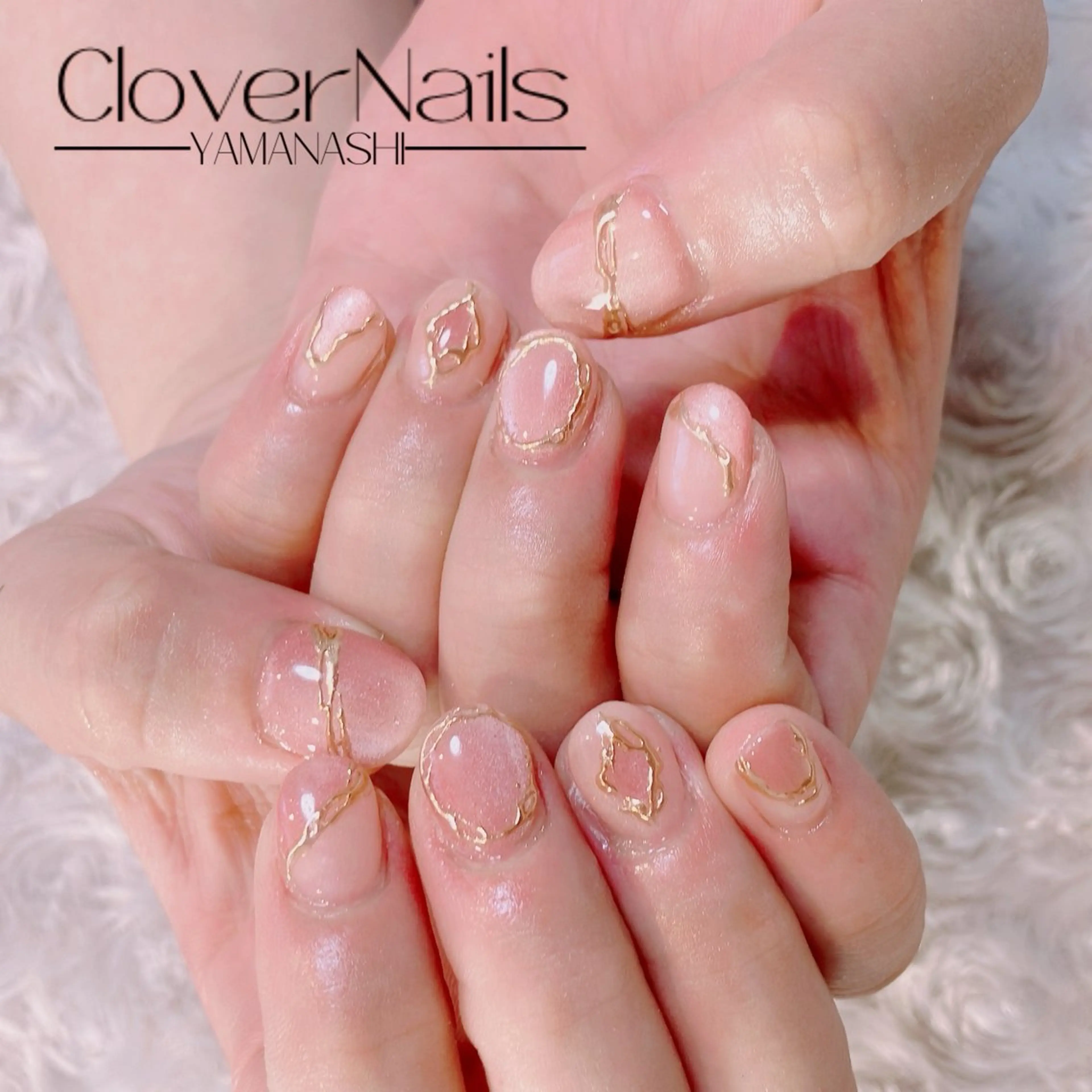 ネイル マグネットネイル ピンク ハンドネイル 自宅ネイルサロン クロバーネイルのネイルデザイン