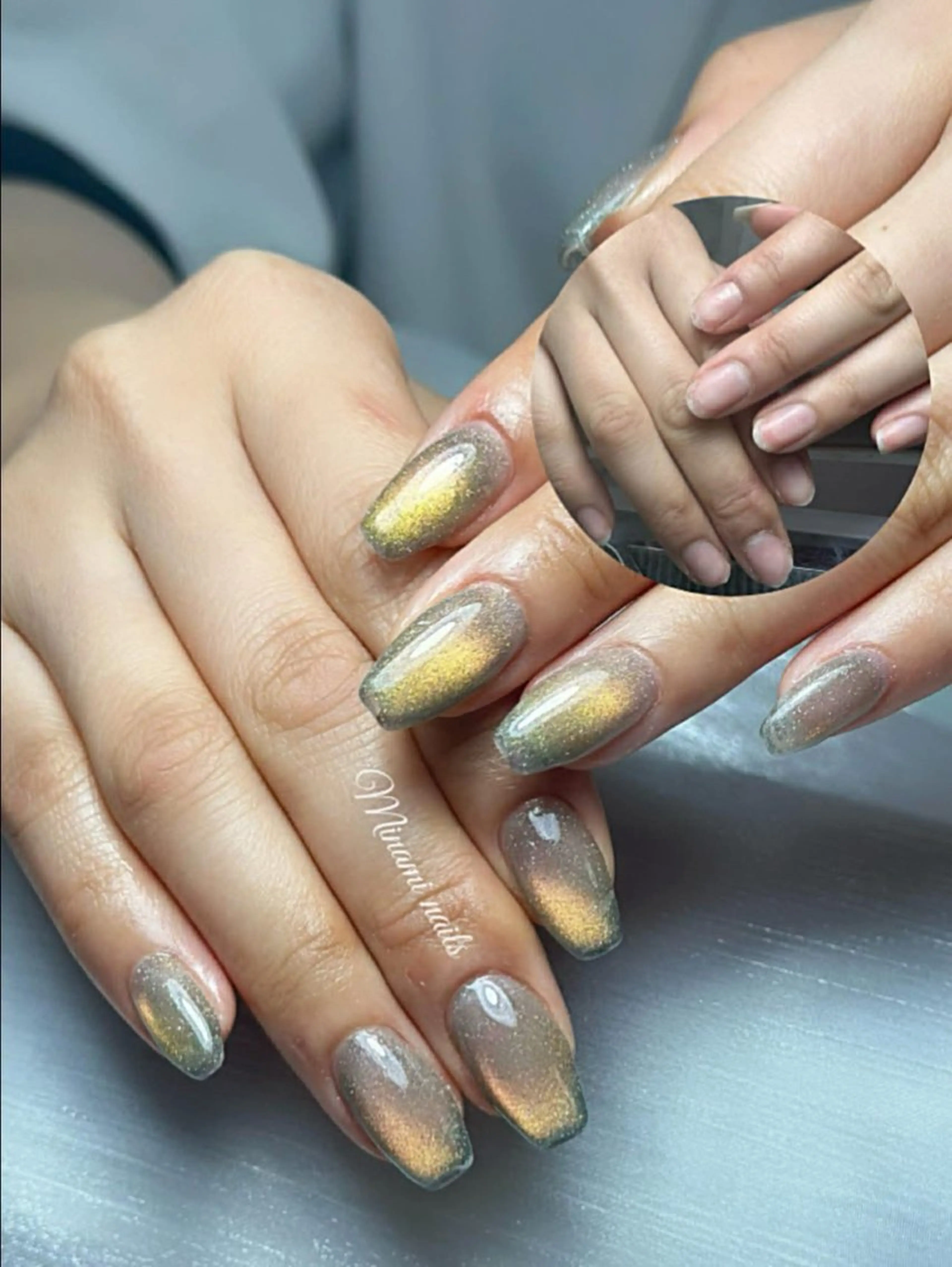 ネイル アートネイル オーロラネイル ガーリー キラキラネイル 韓国ネイル フットネイル Minami Nailsのネイルデザイン