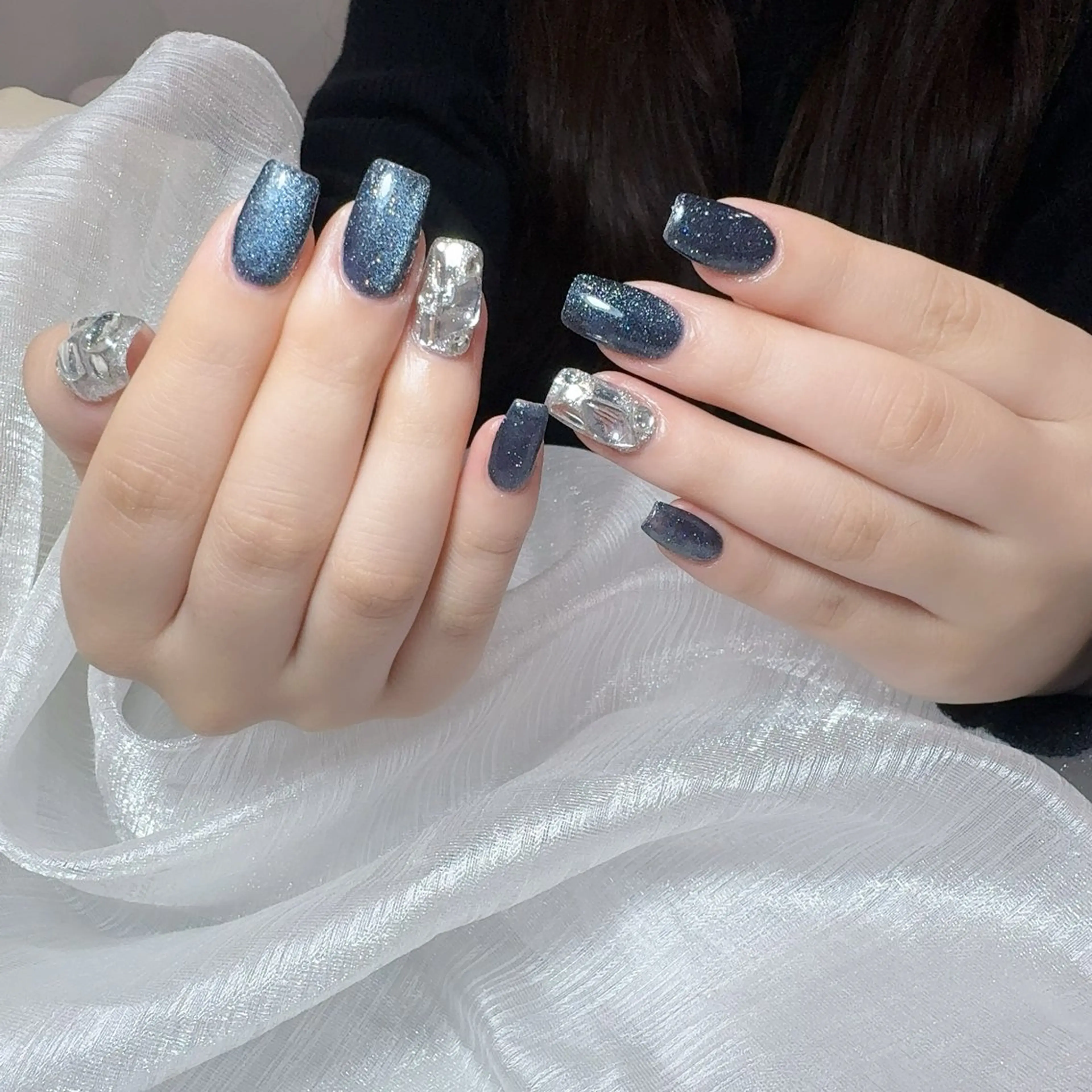 ネイル アートネイル フラッシュネイル フレンチネイル ジェルネイル ガラスフレンチ You&Me Yukiのネイルデザイン