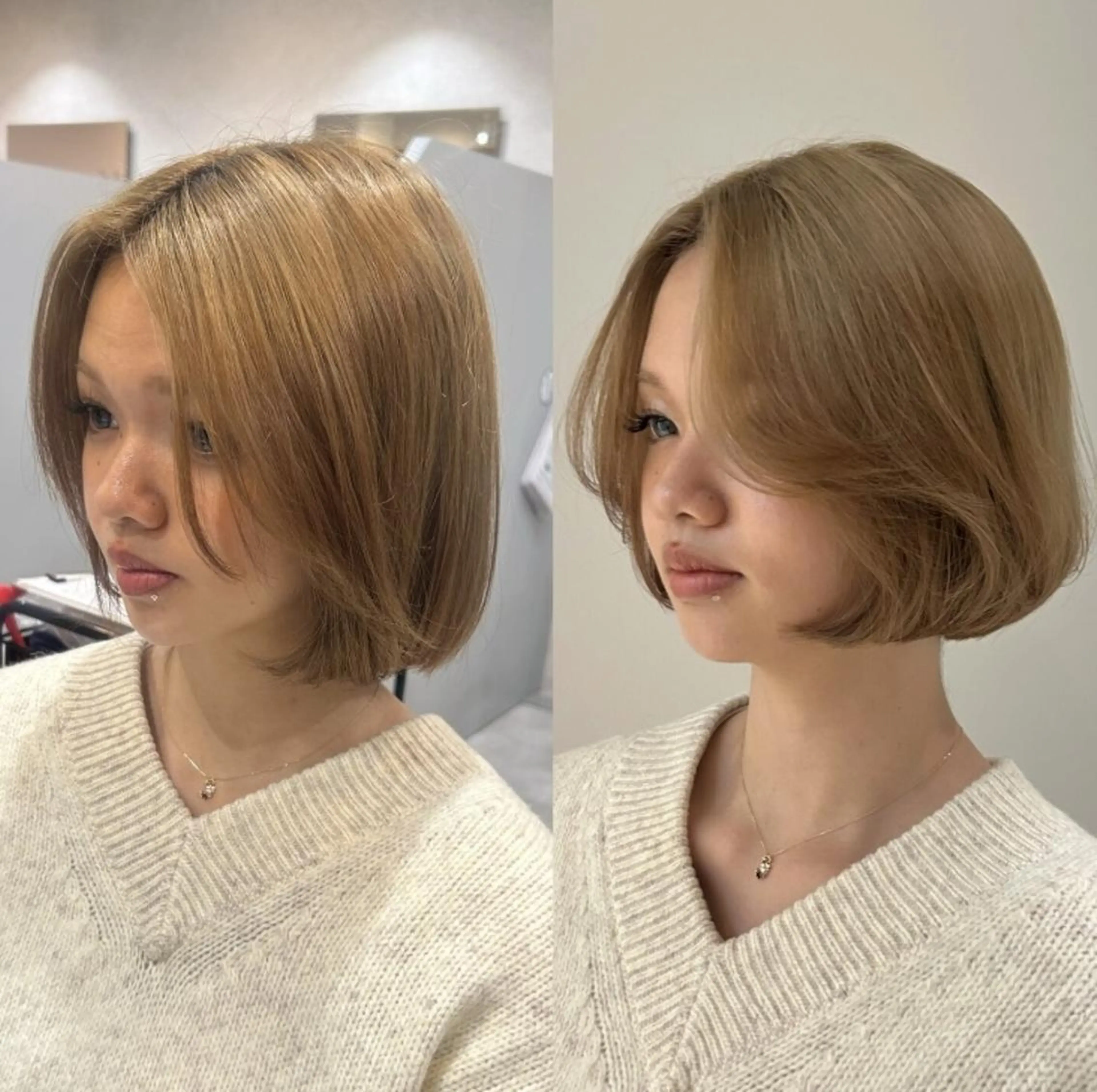 カラー ミディアム カット ヘアカラー 柔らかい縮毛矯正/ ボブ/北林のヘアスタイル