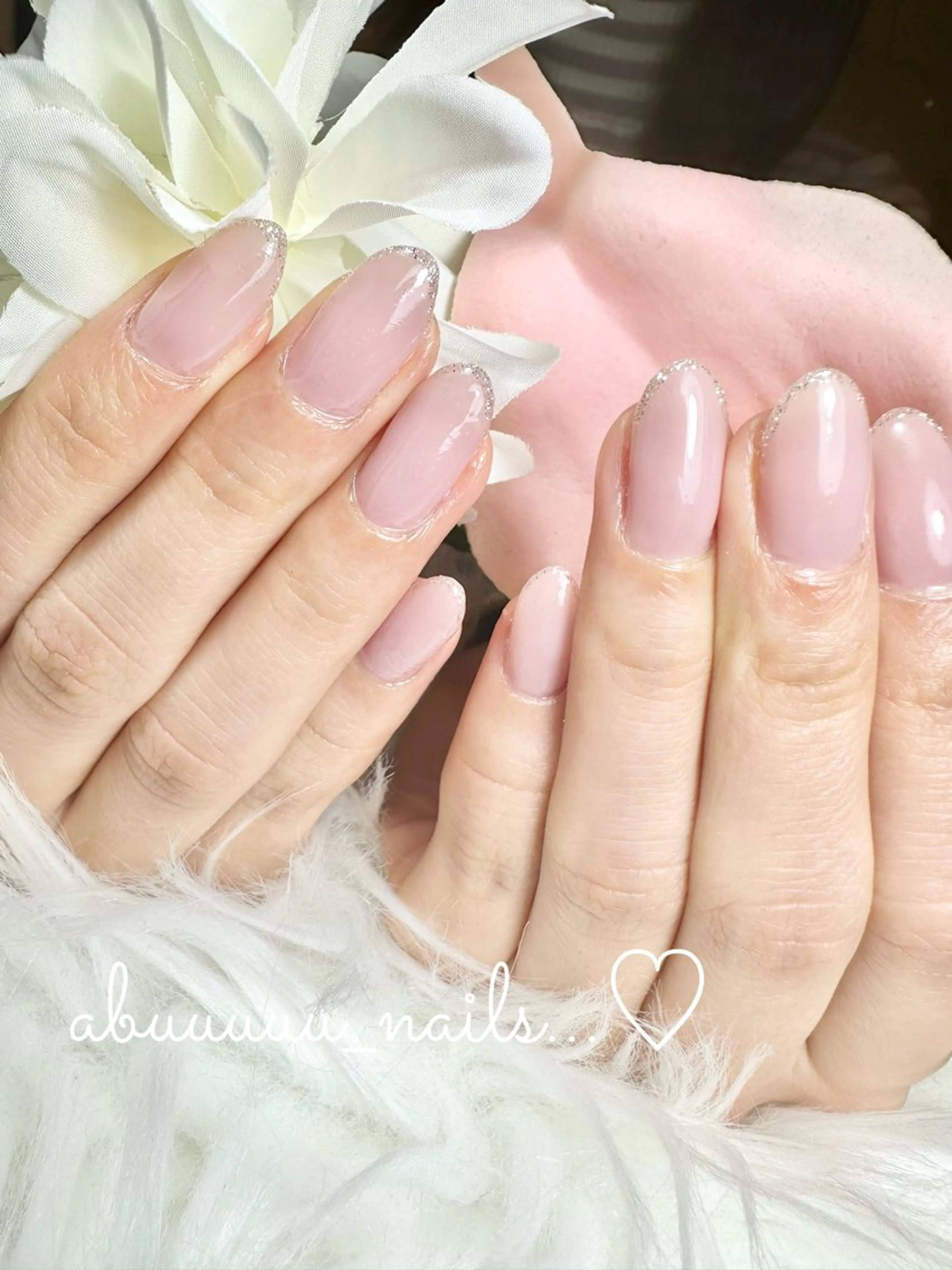 ネイル フレンチネイル ラメ(グリッター) オフィスネイル シンプルネイル abuuuuu nailsのネイルデザイン