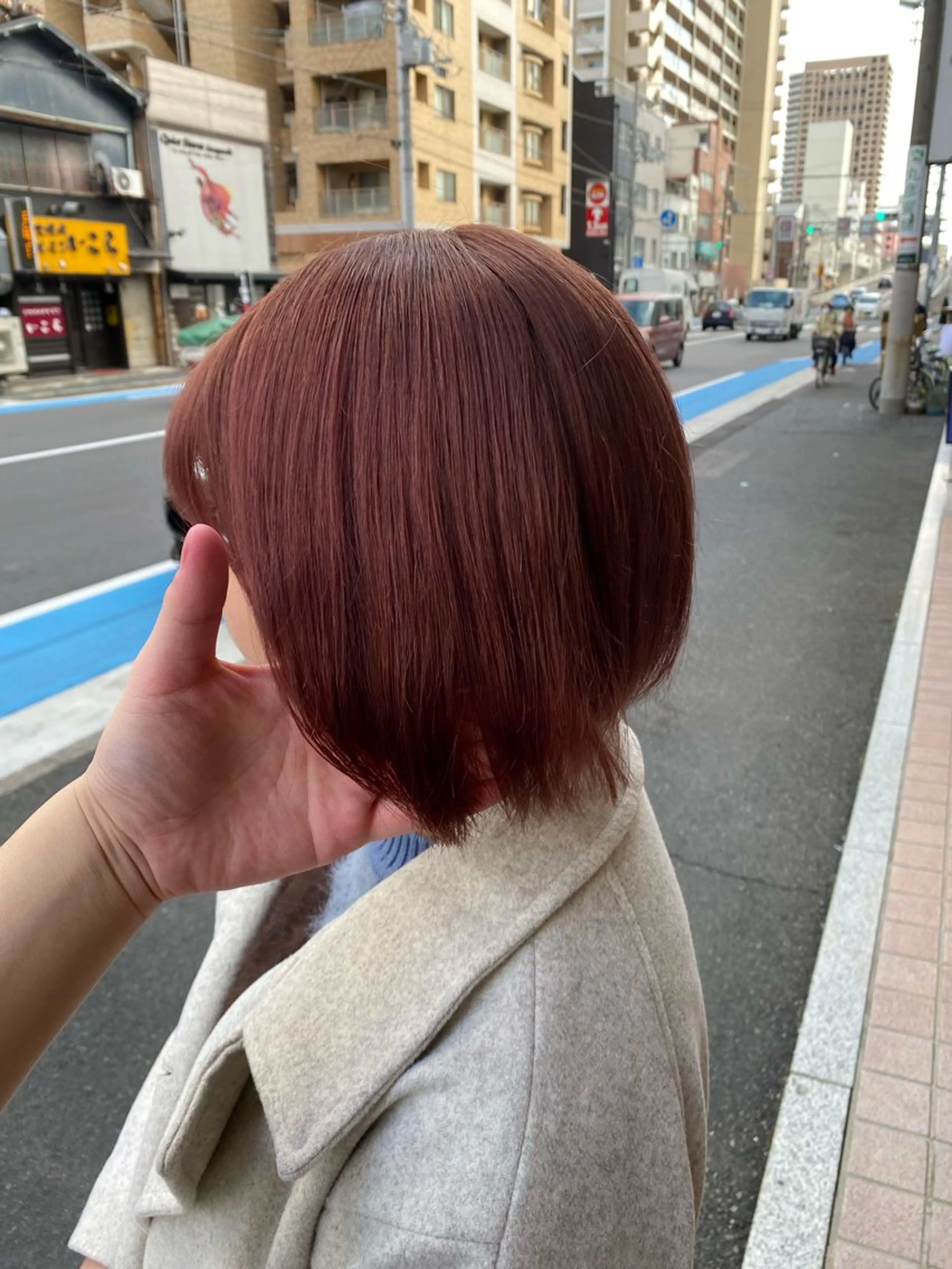 ショート カラー ブリーチ ピンクカラー 縮毛矯正とレイヤー /杉村凜汰郎のヘアスタイル