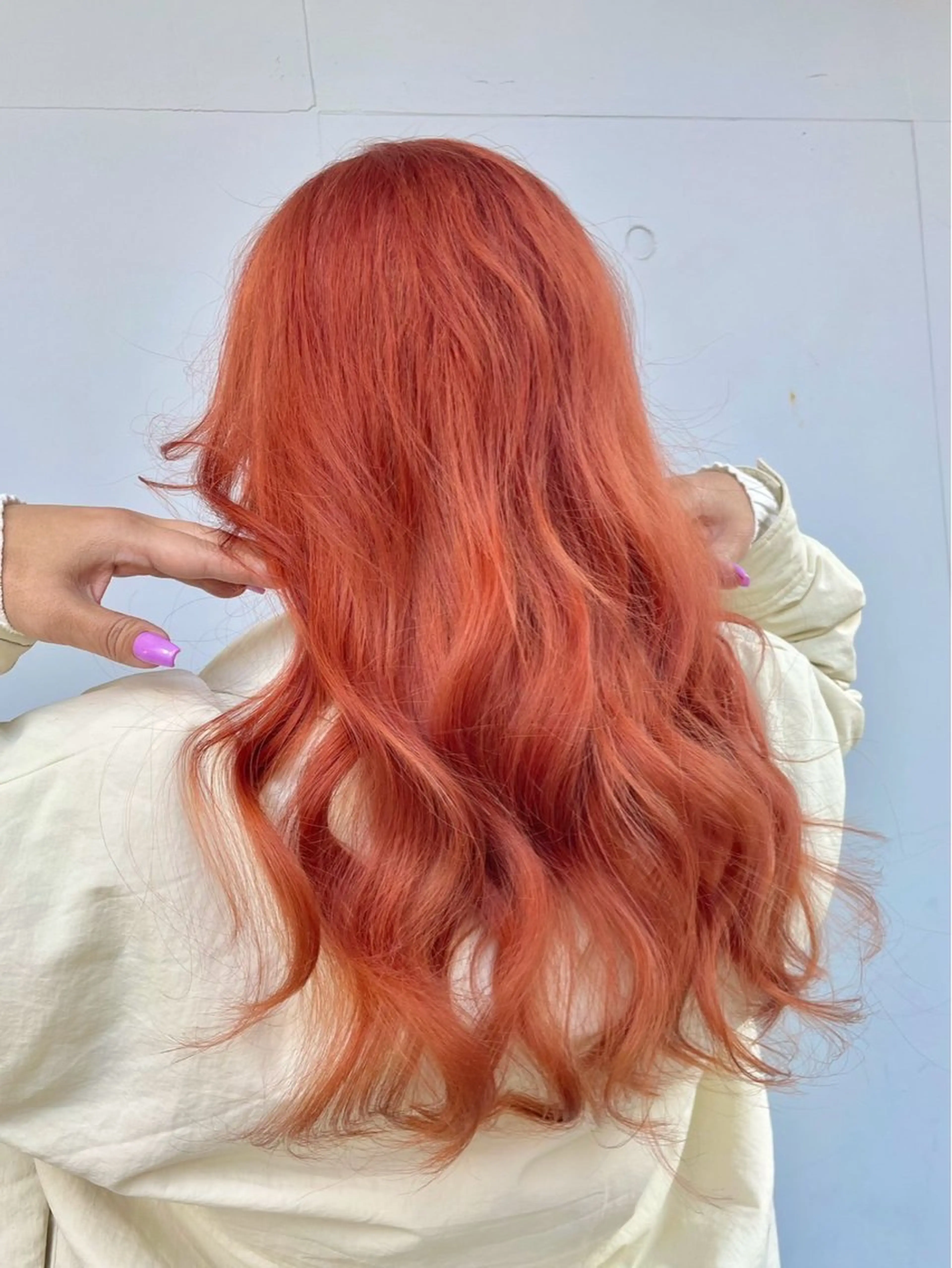 ロング カラー ブリーチ ダブルカラー オレンジ 原宿♡透明感カラー♡ 縮毛矯正【MAYU】のヘアスタイル