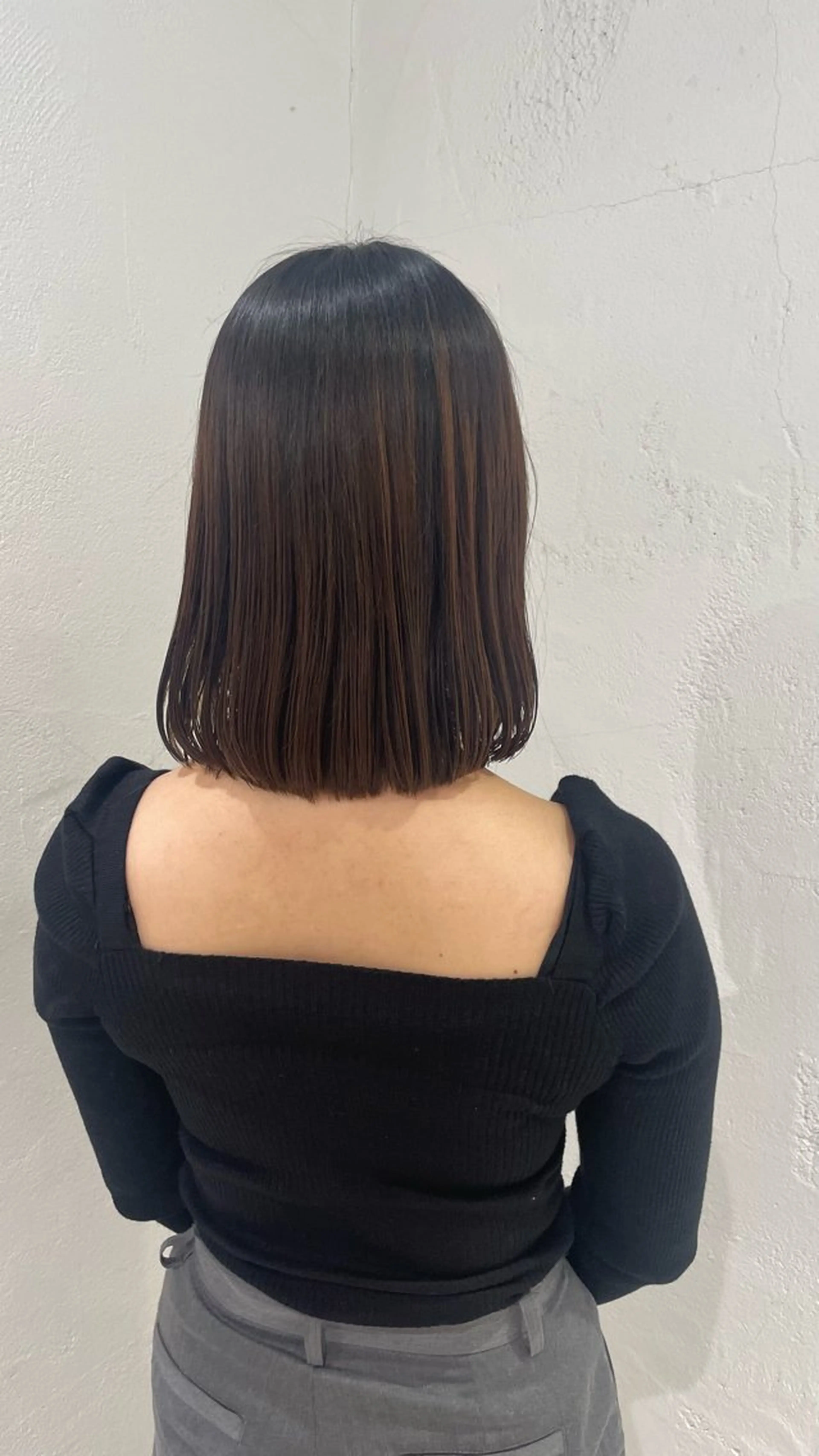 ミディアム カット 艶カラー/ ストレート/くるみのヘアスタイル