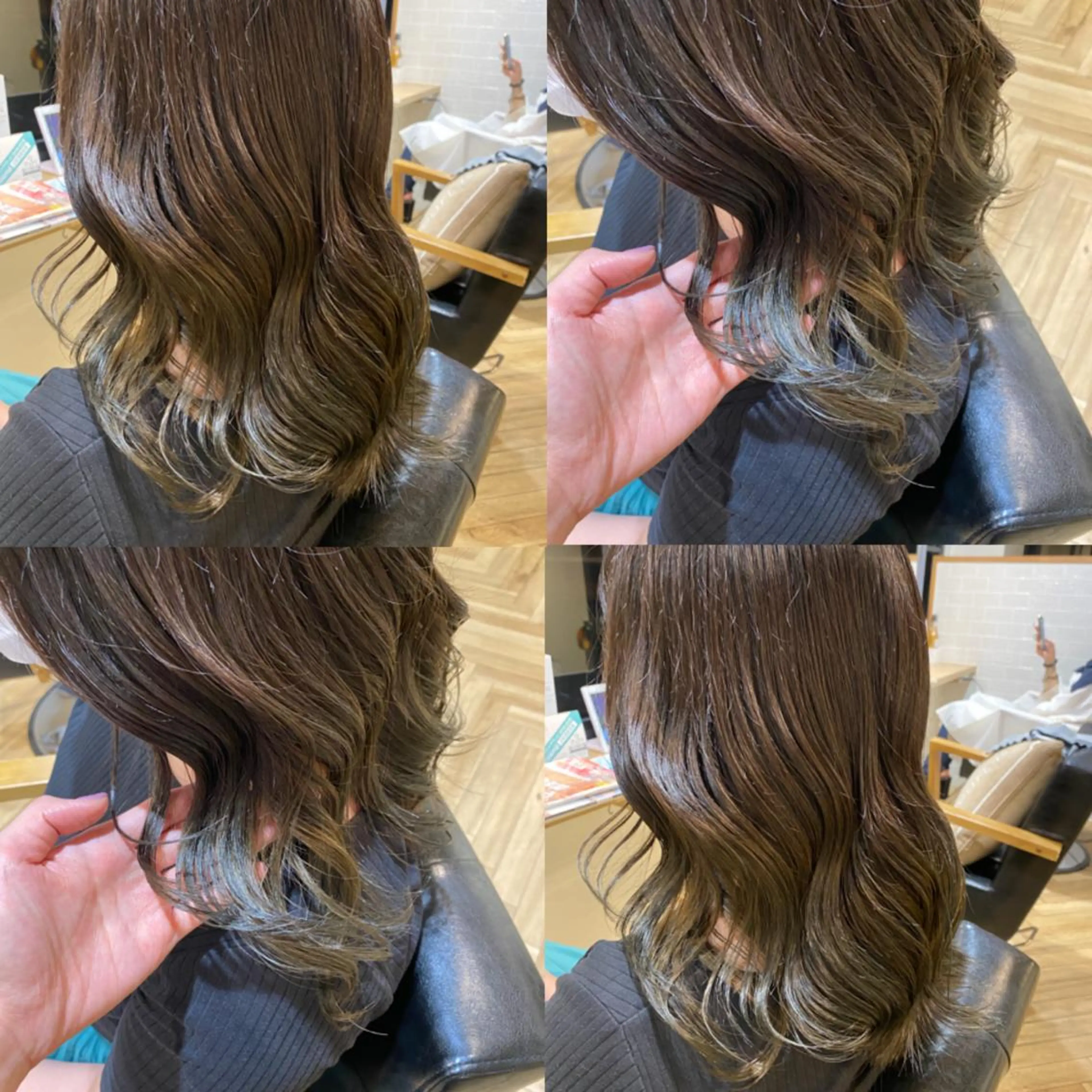 ロング カラー アディクシーカラー アッシュ グラデーションカラー オリーブアッシュ 艶カラー/韓国顔周り 🎀mamiのヘアスタイル