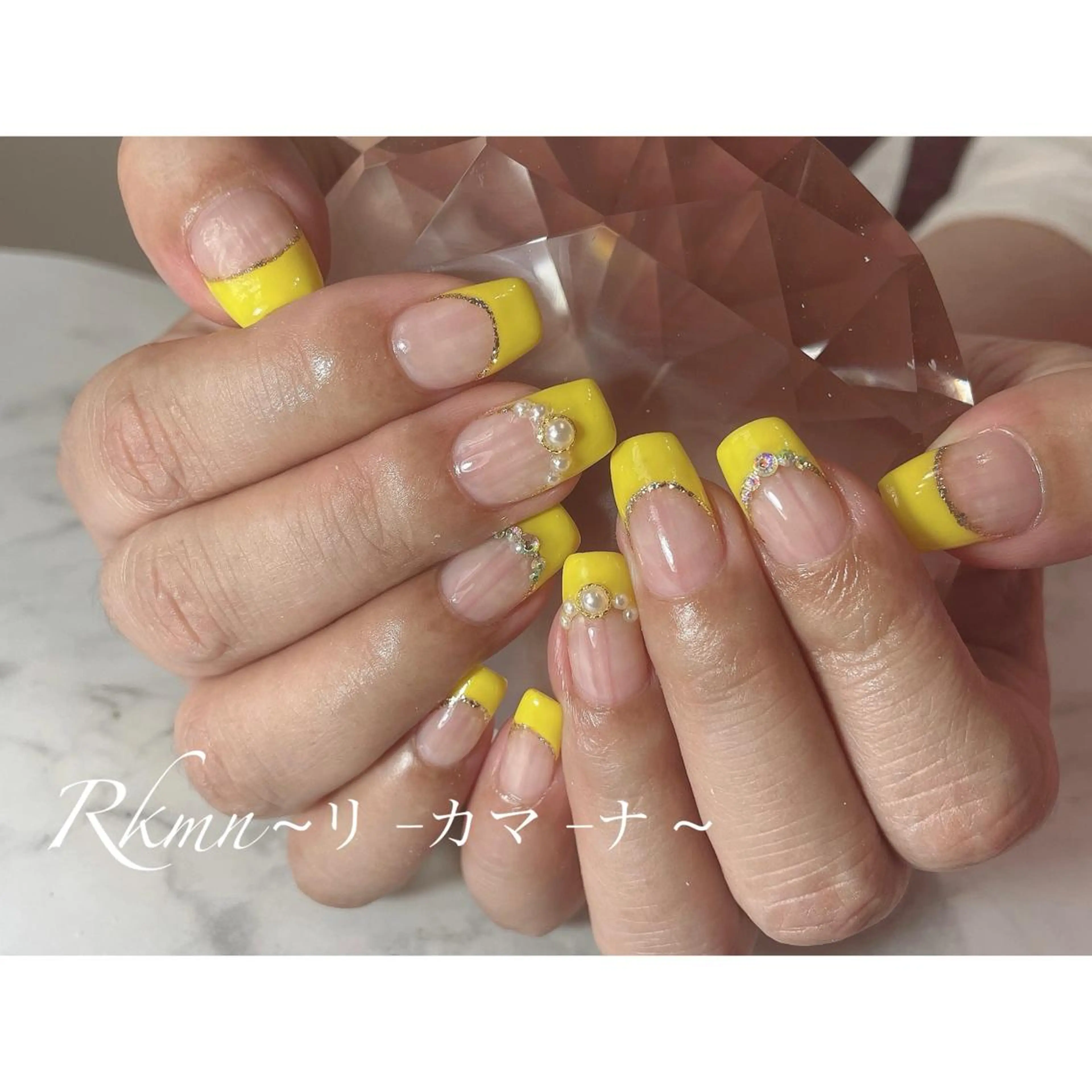 ネイル アートネイル フレンチネイル シンプルネイル 春ネイル スクエアネイル ハンドネイル フットネイル ハンドケア Rkmn ~リ-カマ-ナ~のネイルデザイン