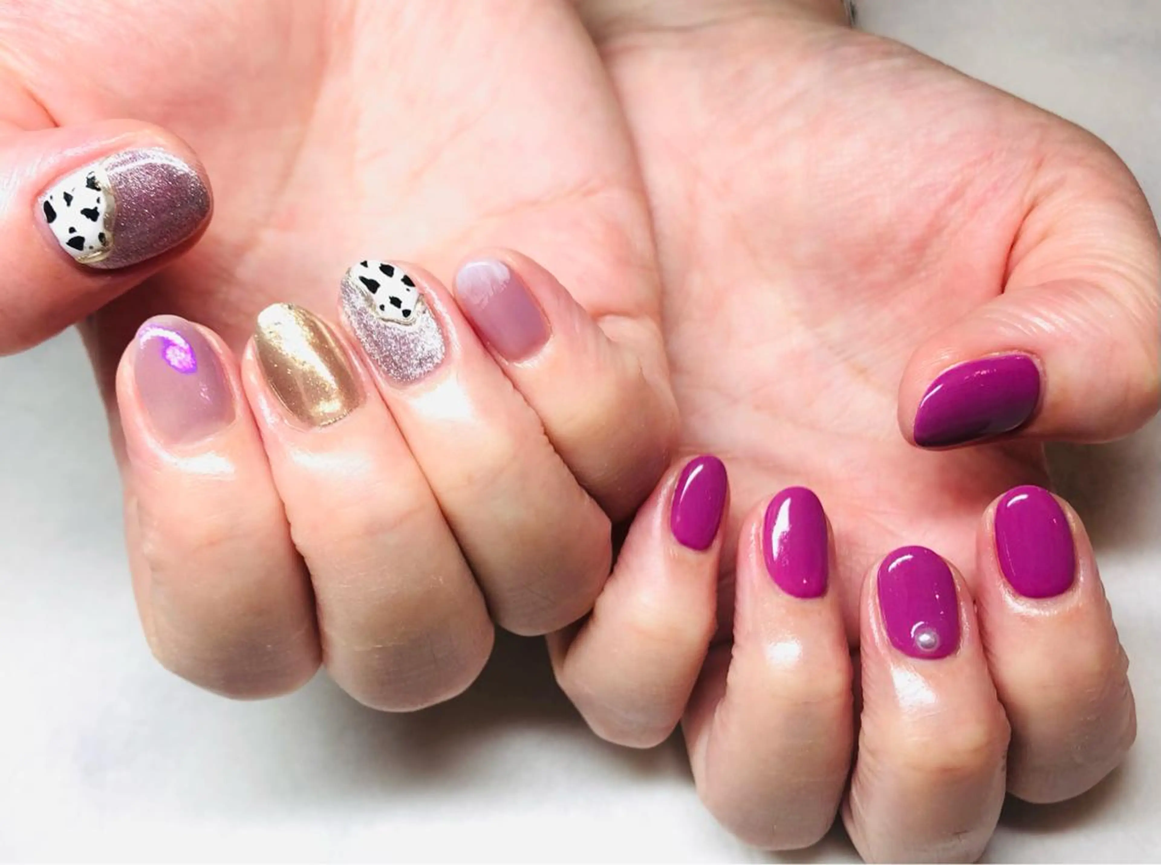 ネイル マグネットネイル パープル いちじゅう あおいのネイルデザイン