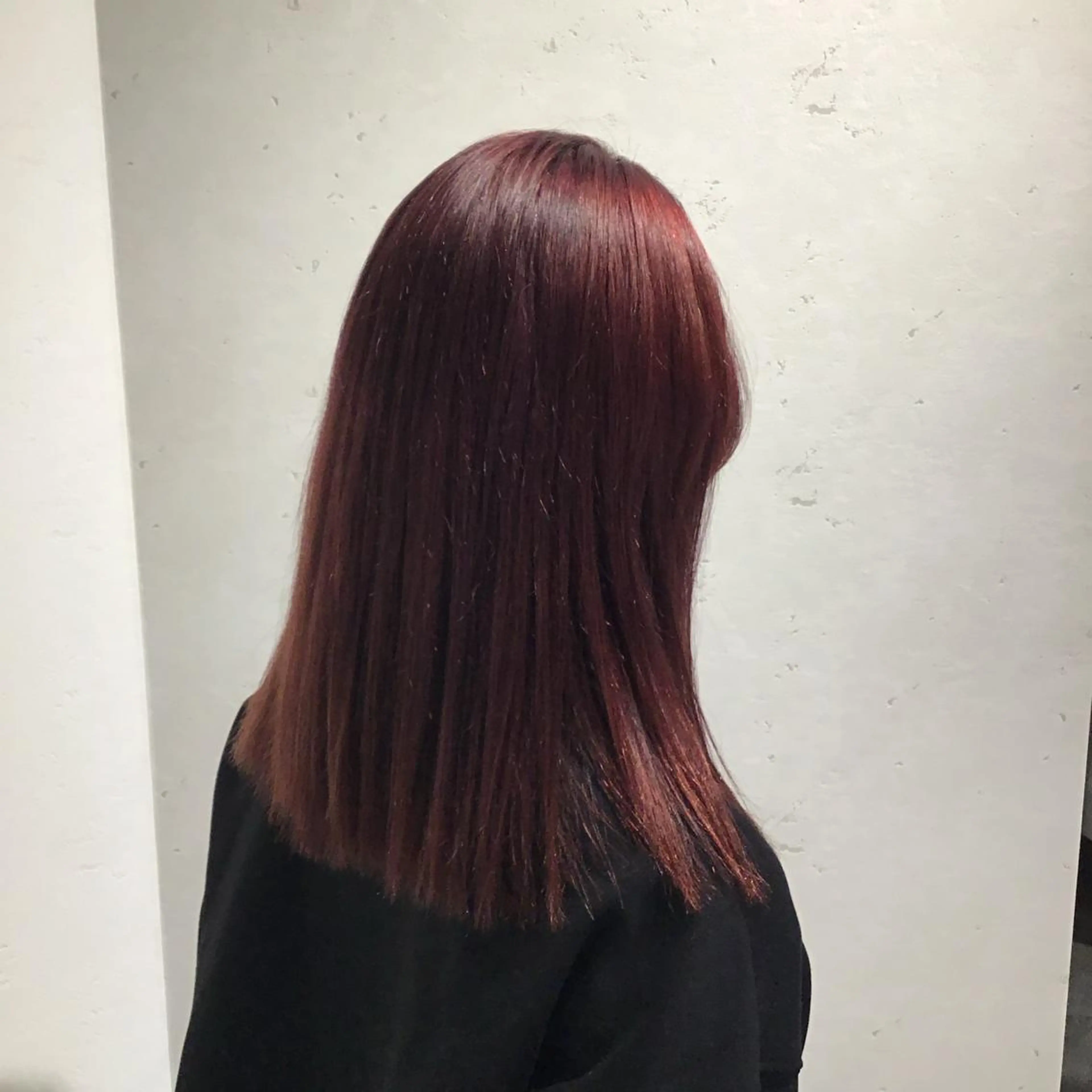 セミロング カラー ブリーチ レッドカラー カット ヘアカラー トリートメント やまぐち まりんのヘアスタイル