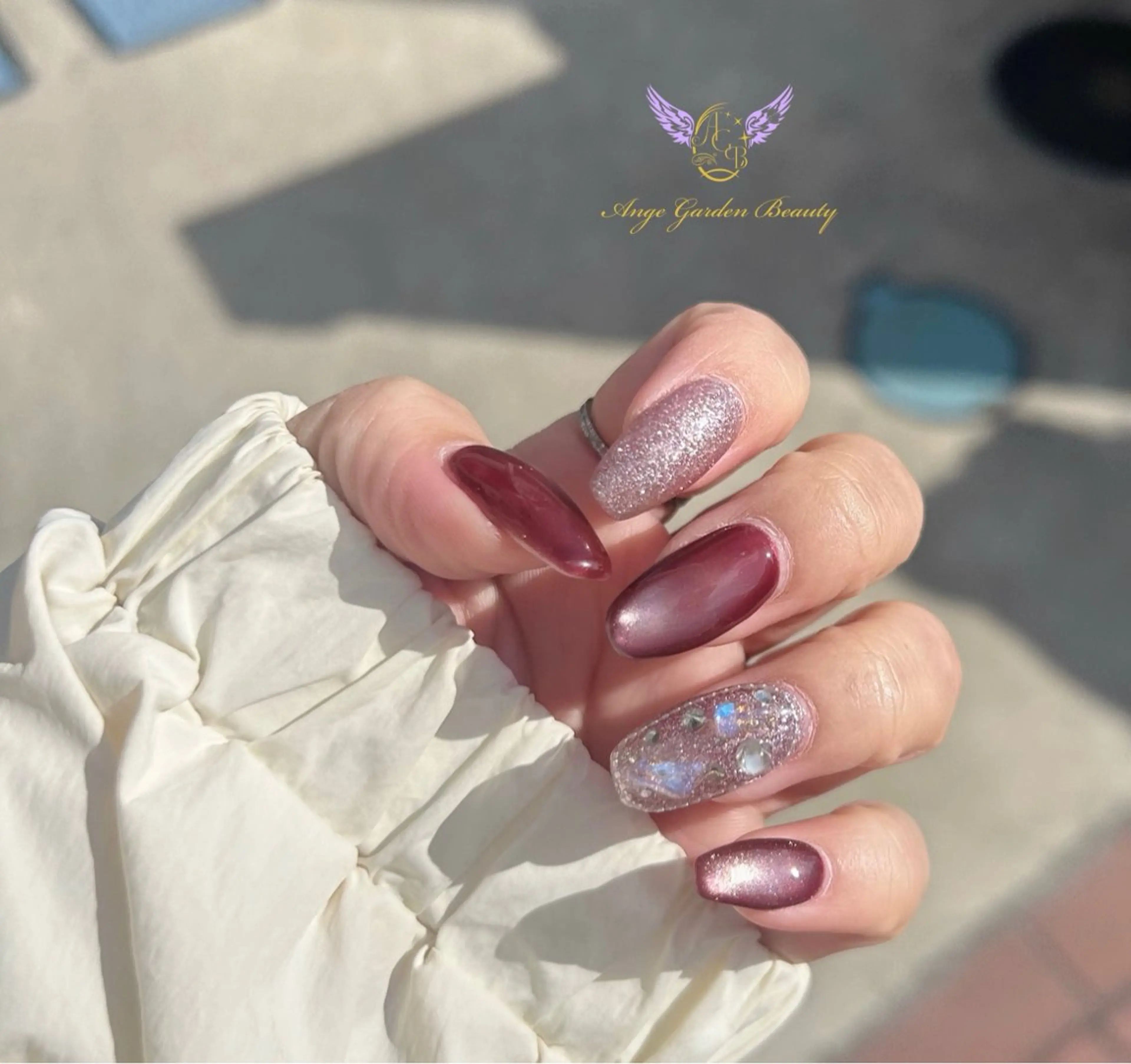 ネイル ガーリー マグネットネイル ワンホンネイル ハンドネイル AngeGarden Beautymihoのネイルデザイン