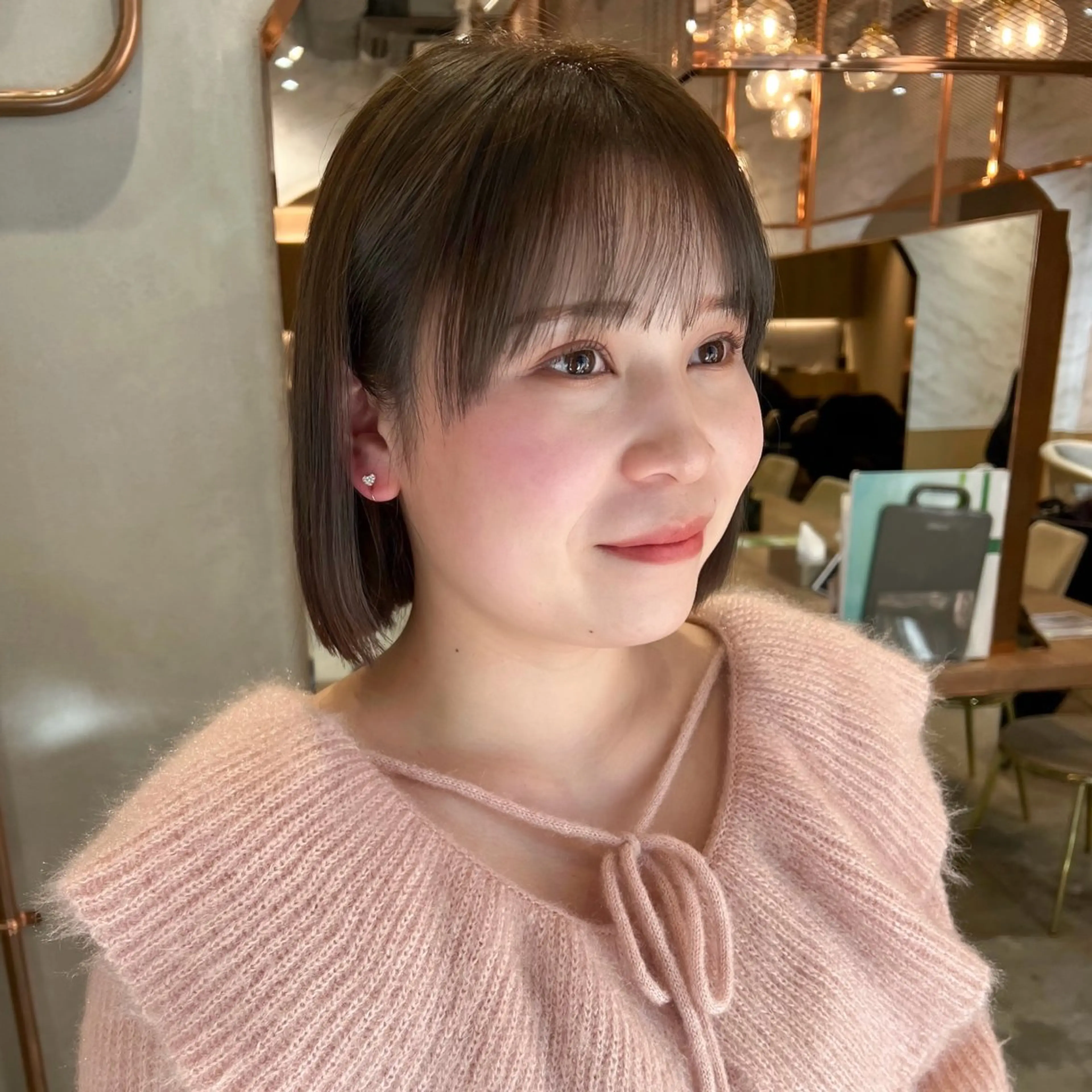 ショート カラー ボブ/巻ける縮毛矯正 /韓国レイヤーはなのヘアスタイル