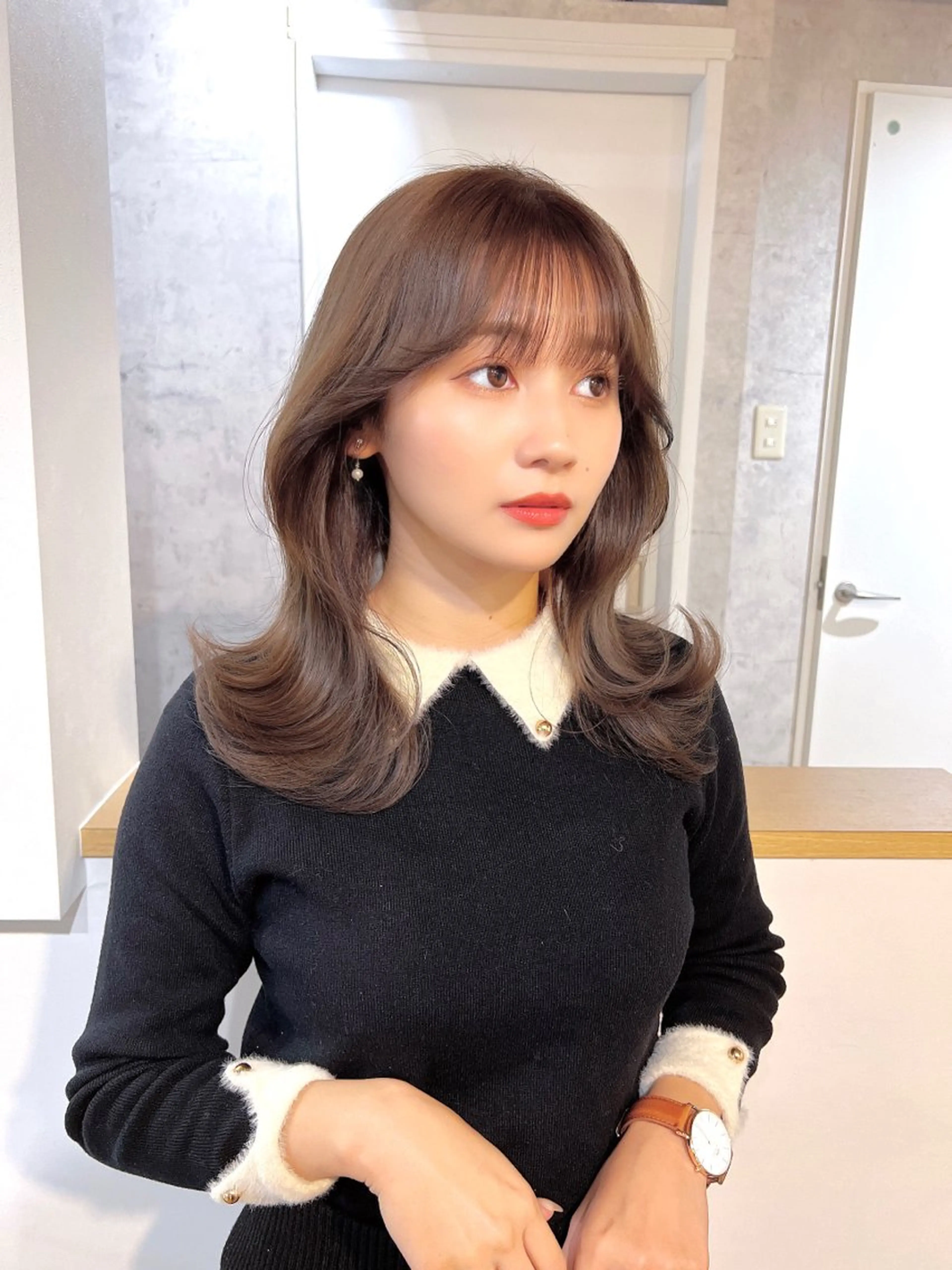 ミディアム カラー ヘアアレンジ カット ヘアカラー トリートメント ヘッドスパ ヘアセット 韓国レイヤー/ 顔周り💕田中将吾のヘアスタイル