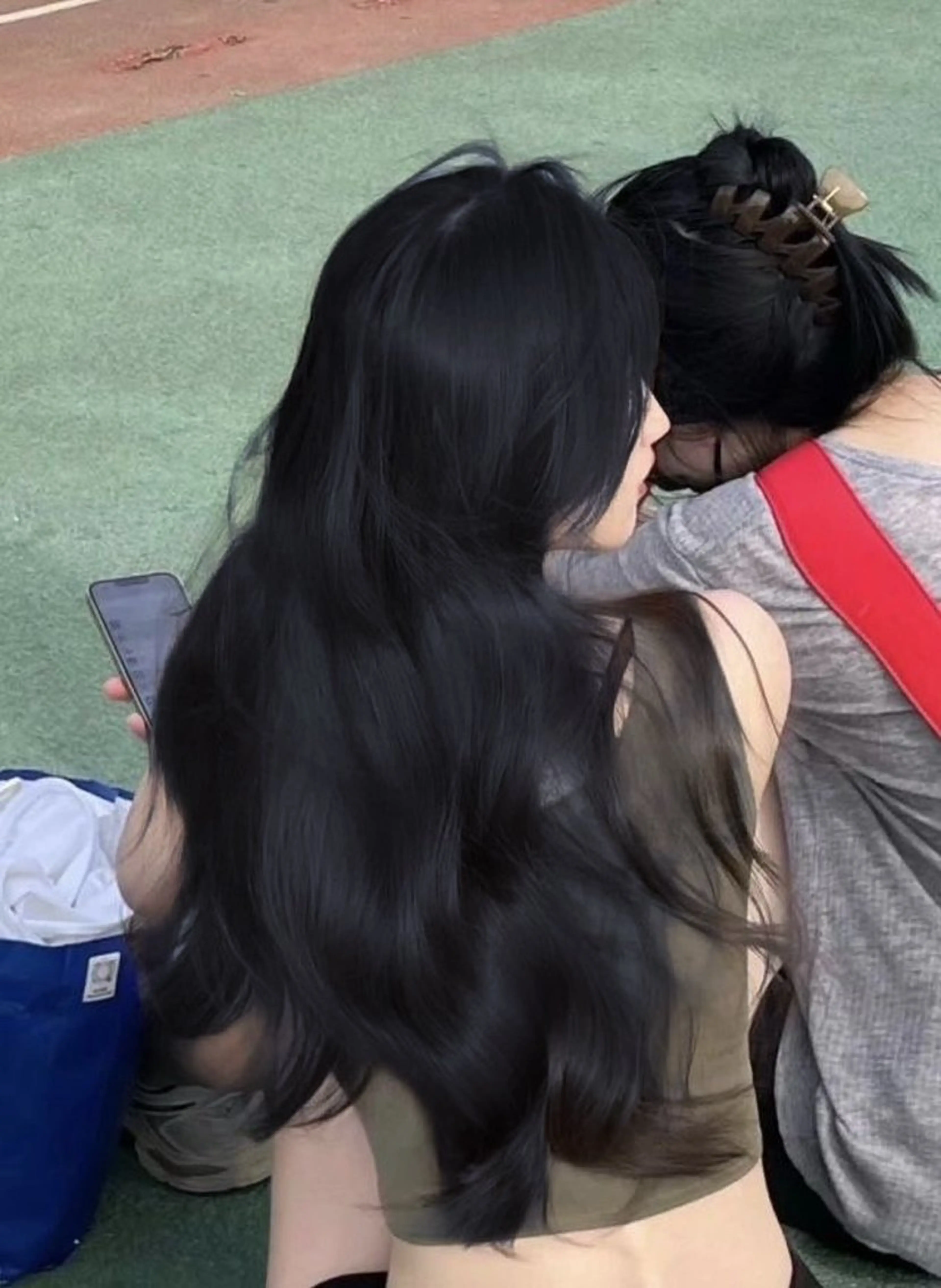 ロング カラー 黒髪 ブルーカラー ブルーブラック ブリーチなし🌼トレ ンド🌼似合わせのヘアスタイル