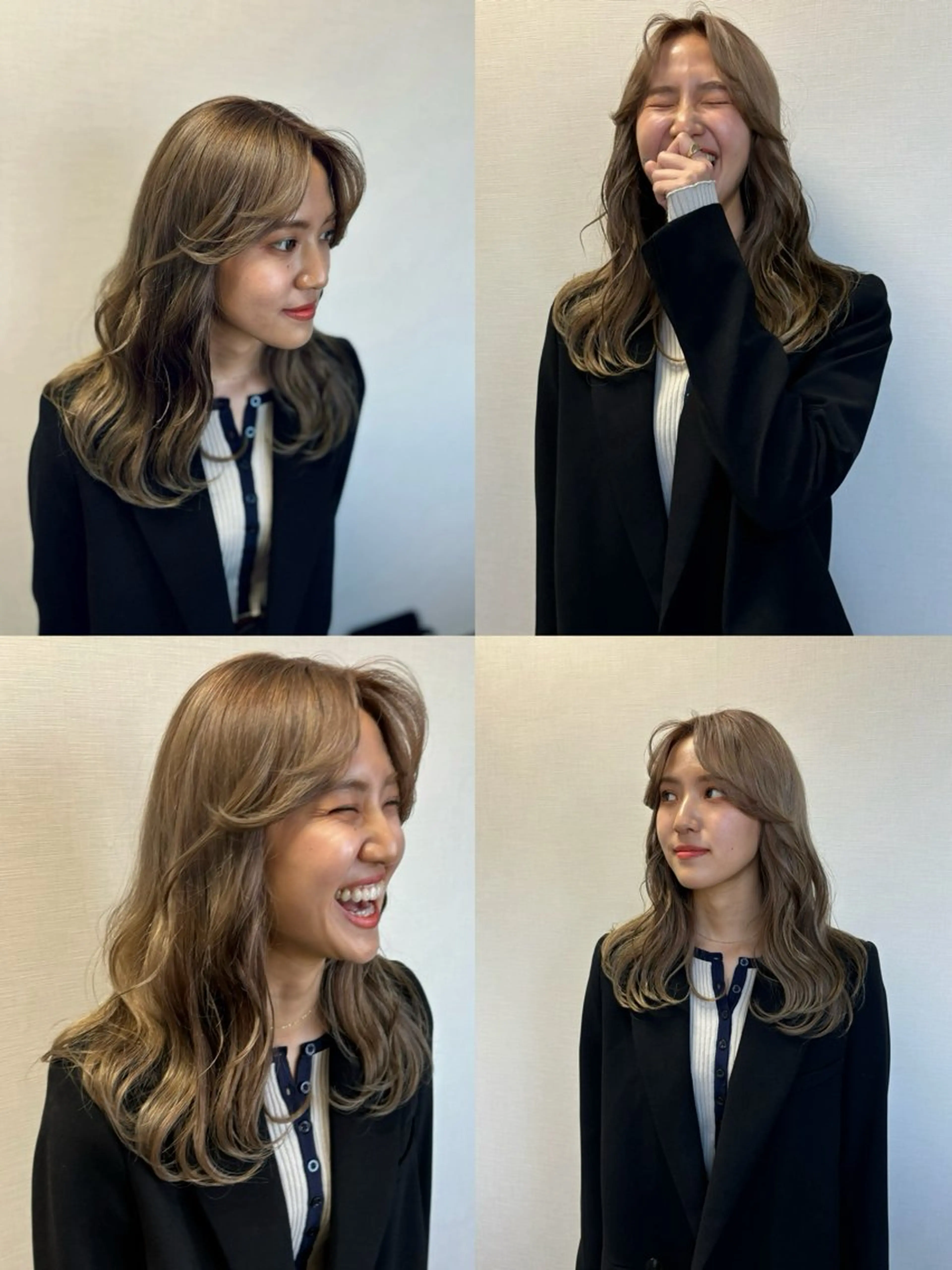 セミロング カラー ベージュカラー ブリーチ ダブルカラー ヘアカラー 松井那津子 /ハイライトブリーチのヘアスタイル