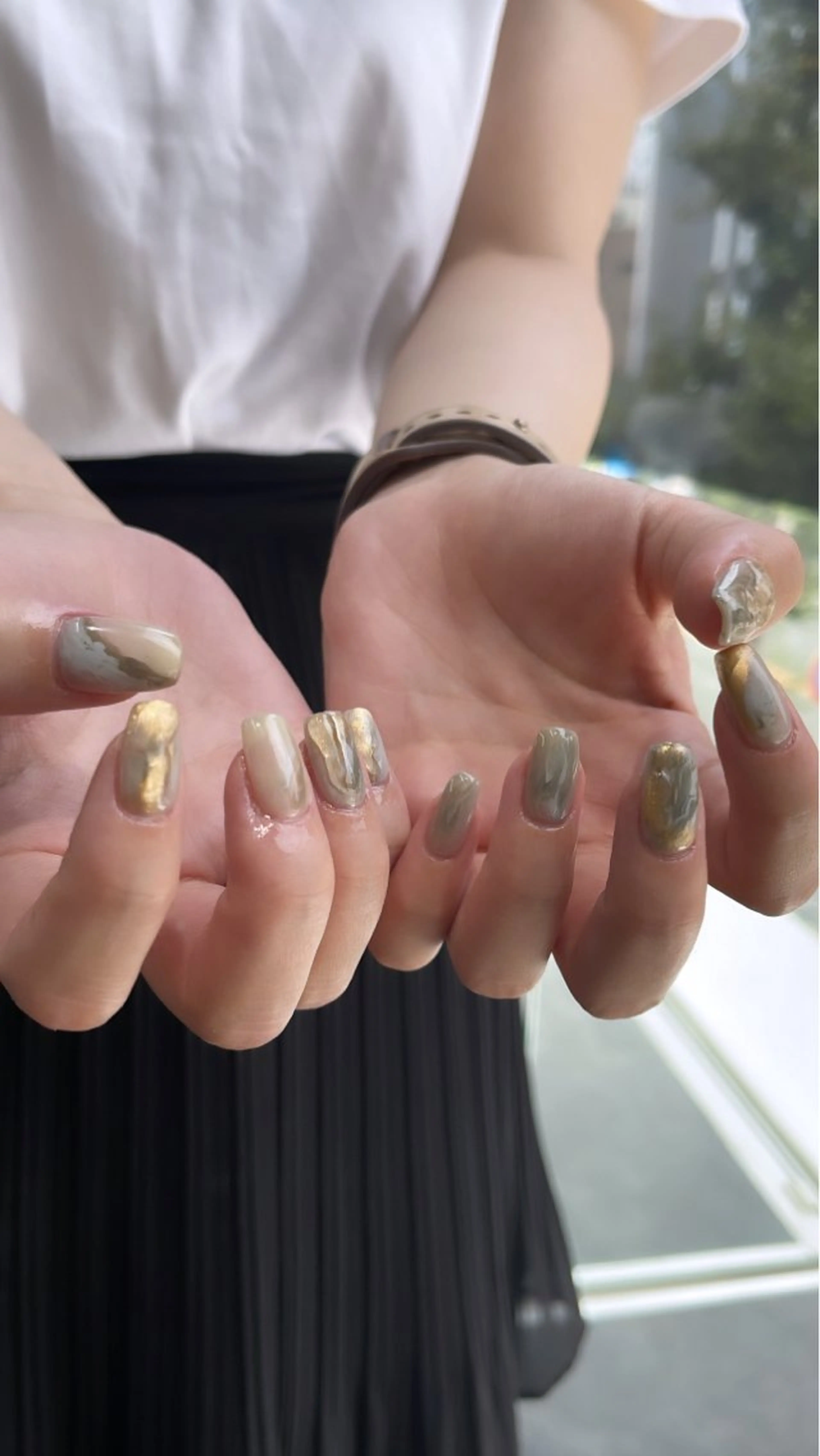 ネイル フレンチネイル マグネットネイル ニュアンスネイル ワンカラーネイル ハンドネイル GRANDE大須 Cecil💜のネイルデザイン