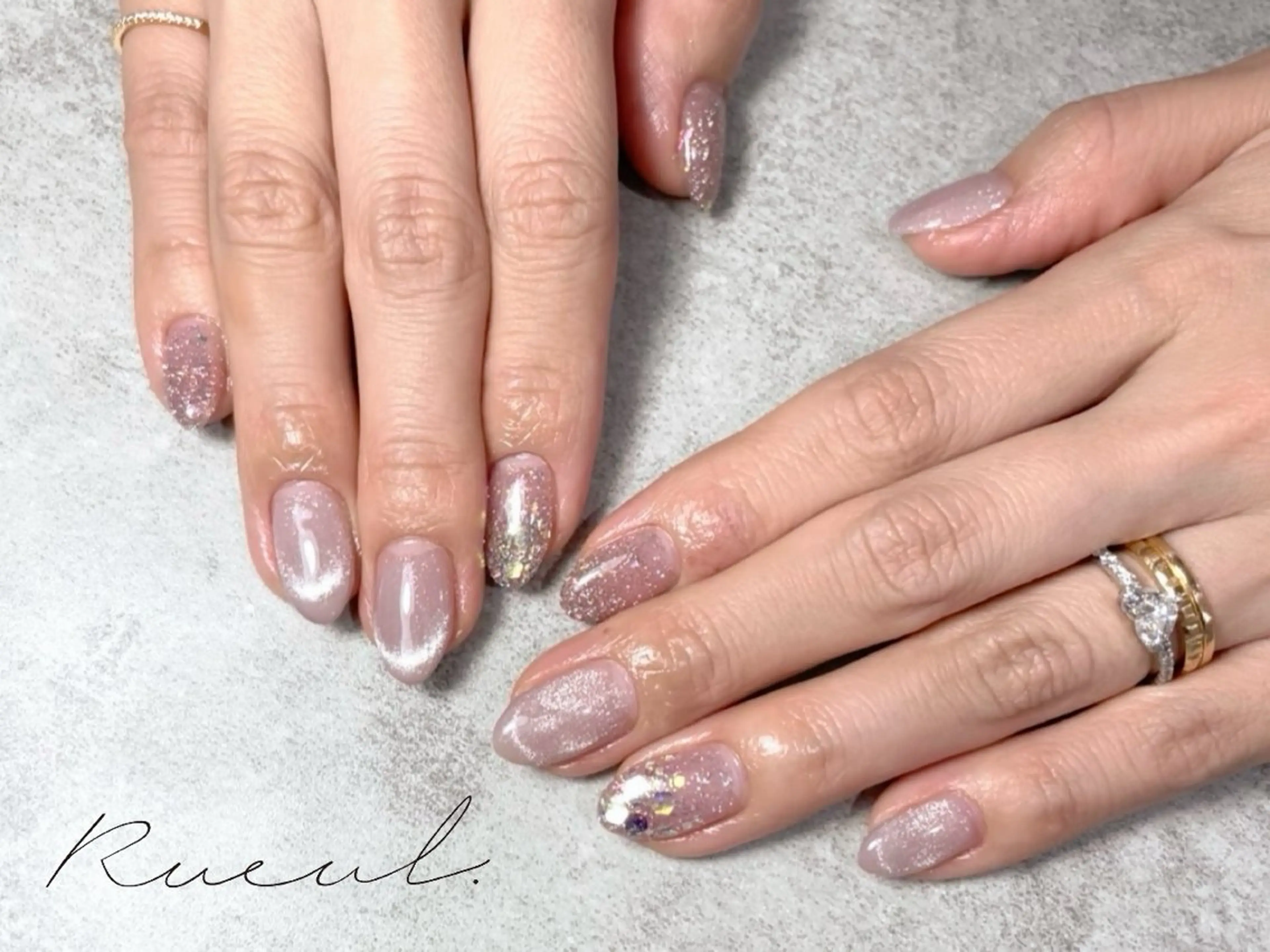 ネイル アートネイル 桜ネイル フラッシュネイル ジェルネイル 韓国ネイル Rueul.（リュール）所属・梶井 祐加のネイルデザイン