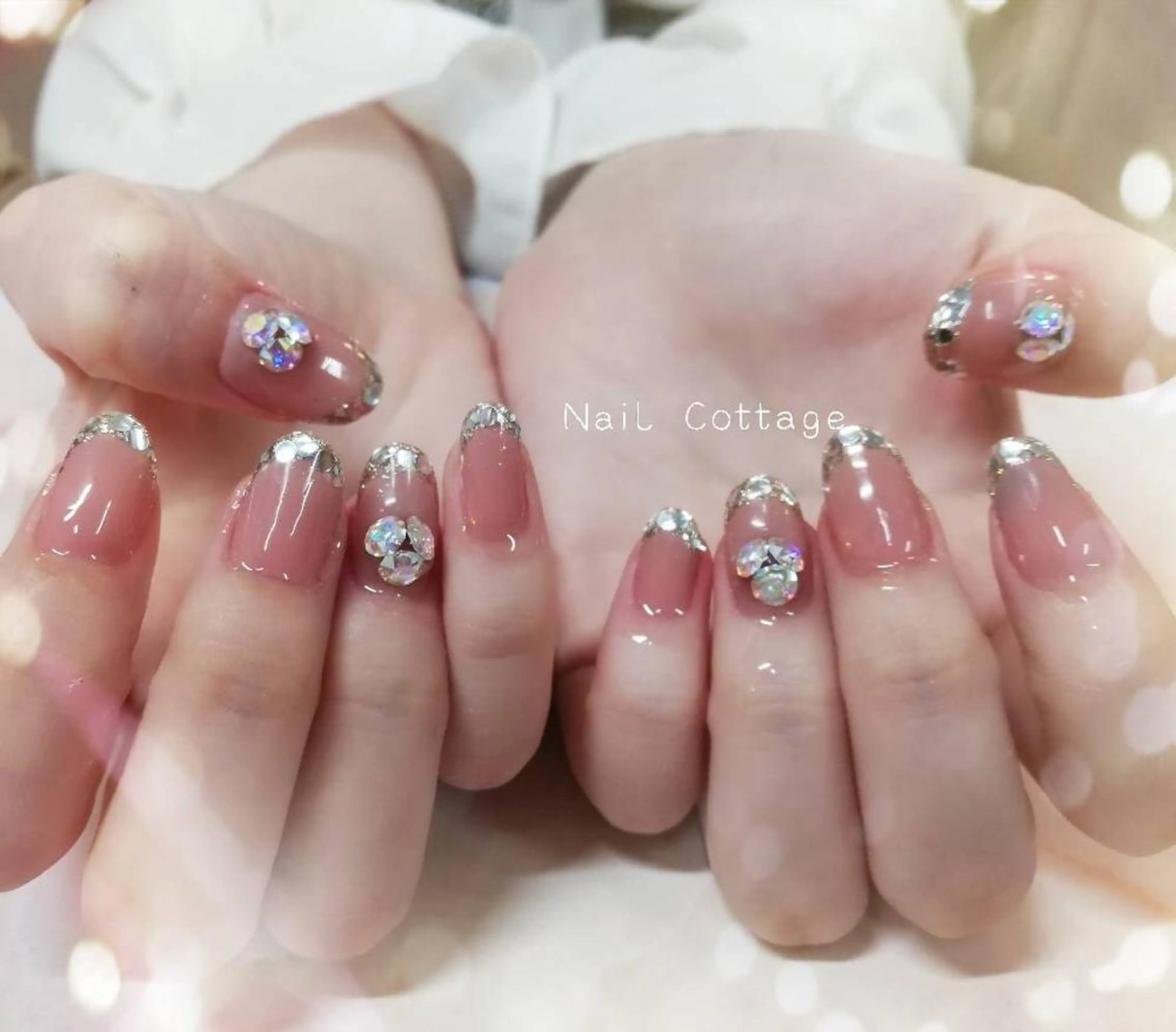 ネイル フレンチネイル ガラスフレンチ ハンドネイル Nail cottageのネイルデザイン