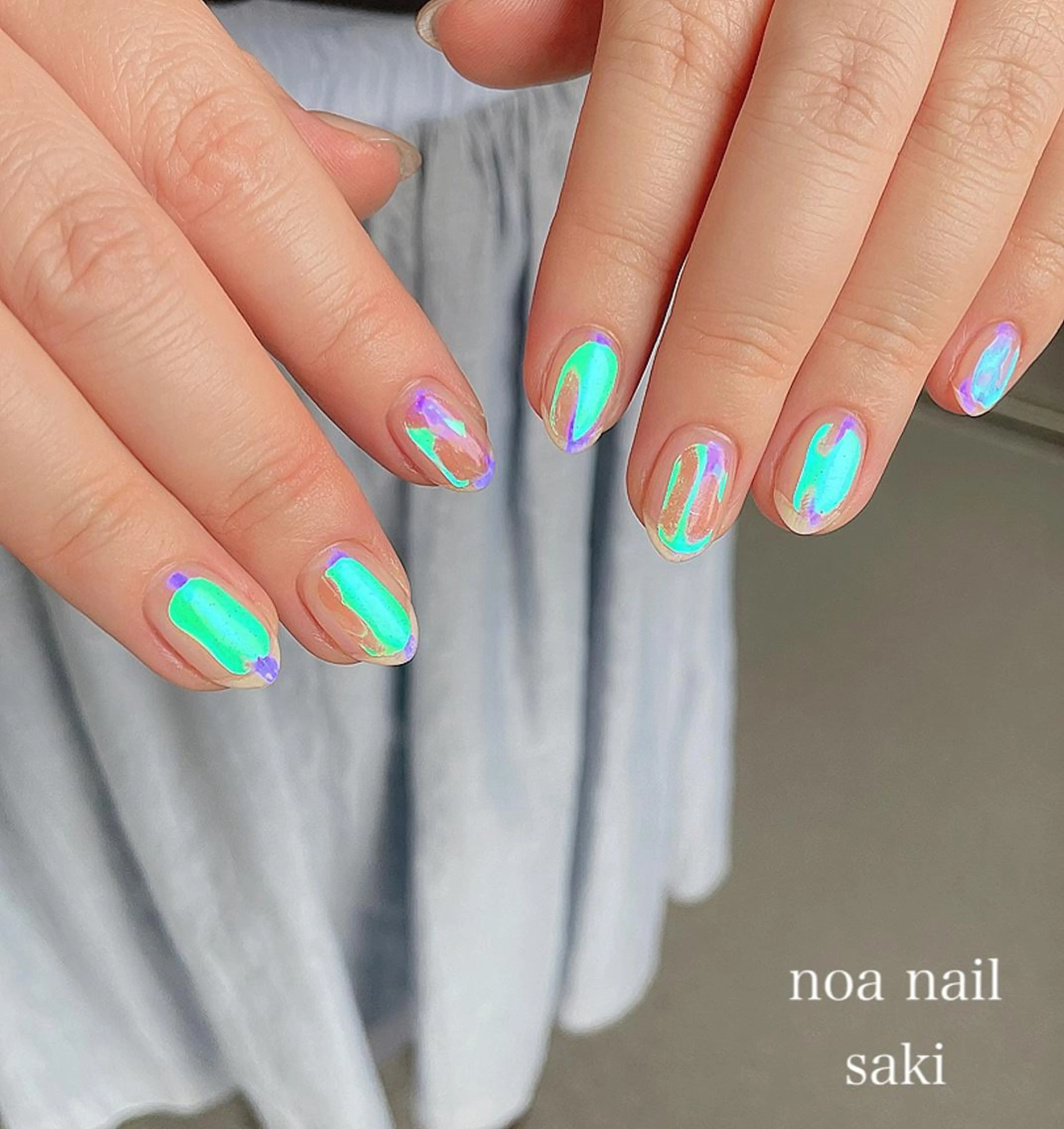 ネイル アートネイル オーロラネイル カジュアル ジェルネイル 氷ネイル・うるうるネイル nailsalon noa所属・nailsalon noaのネイルデザイン