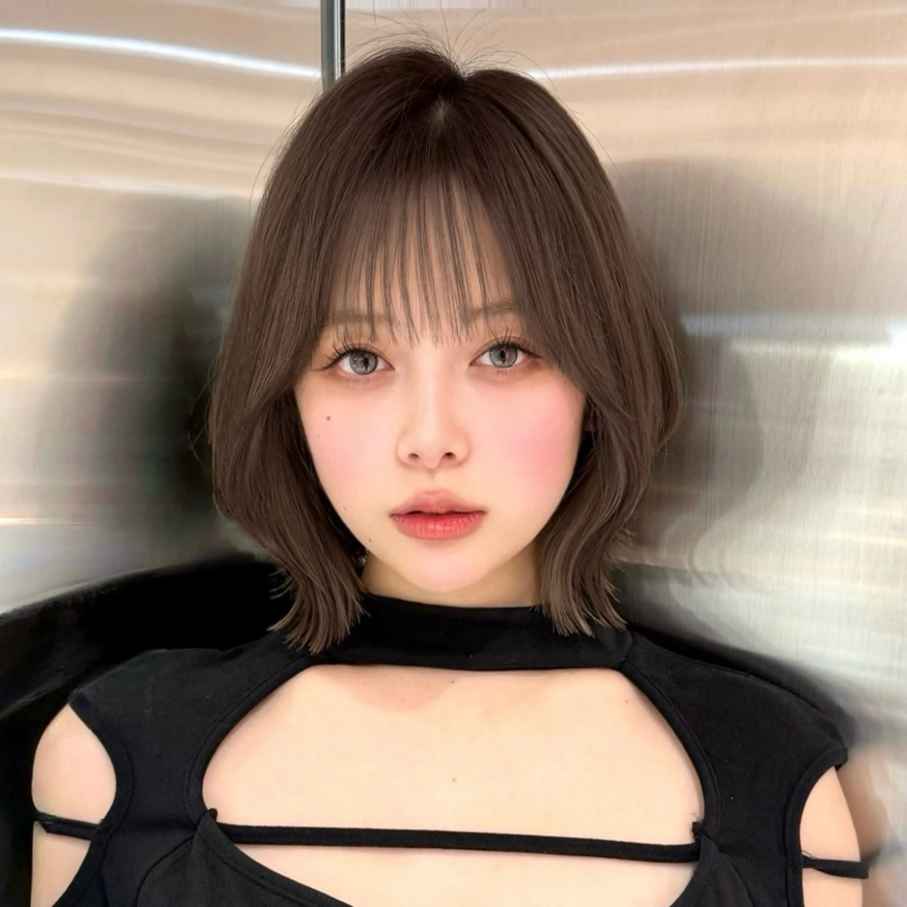 ミディアム カラー ヘアアレンジ ボブレイヤー 透明感カラー ボブ 韓国風ヘア レイヤーカット 韓国ボブ/髪質改善 /新宿/Rumiのヘアスタイル