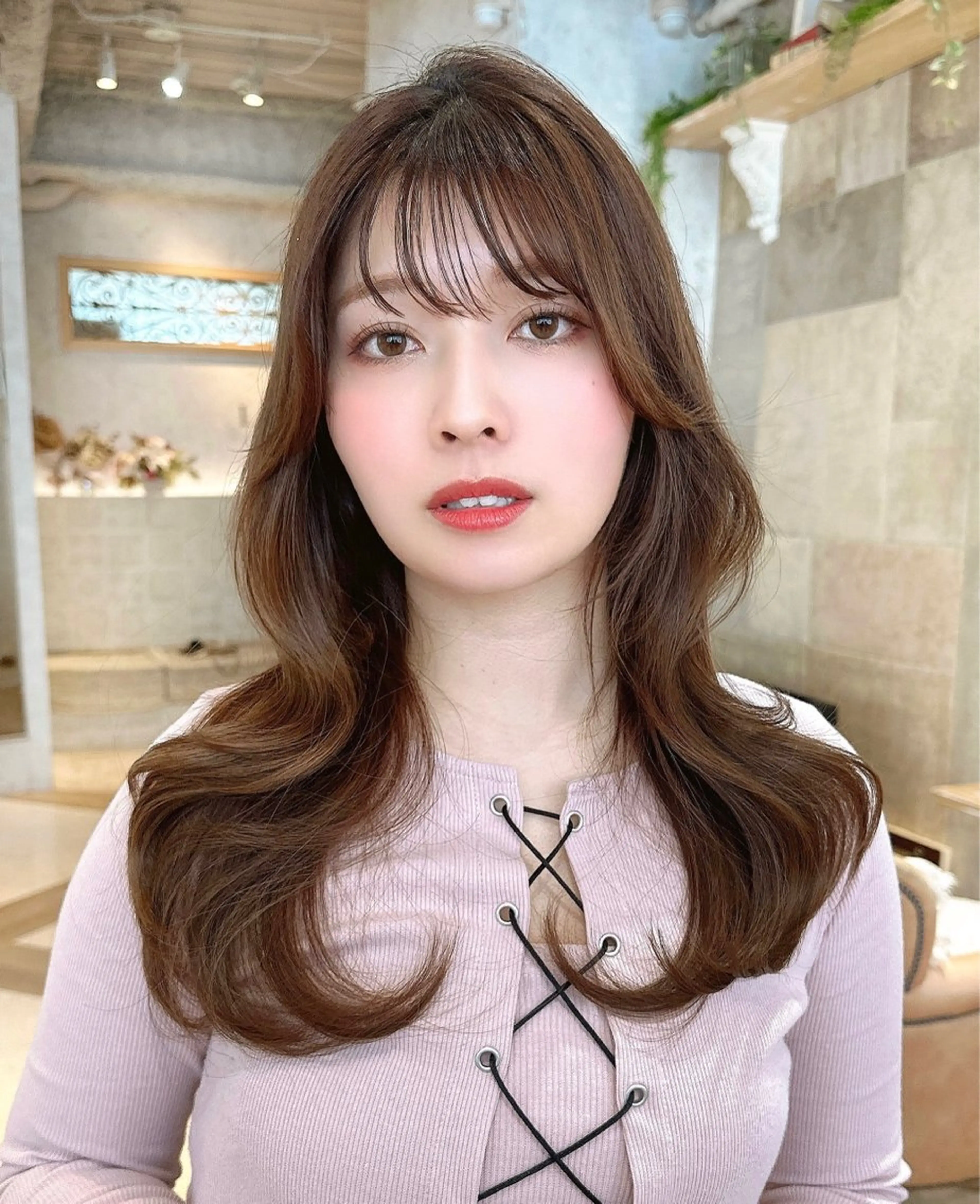 ロング カット ヘアカラー トリートメント Kanami/韓国風 /艶カラーのヘアスタイル