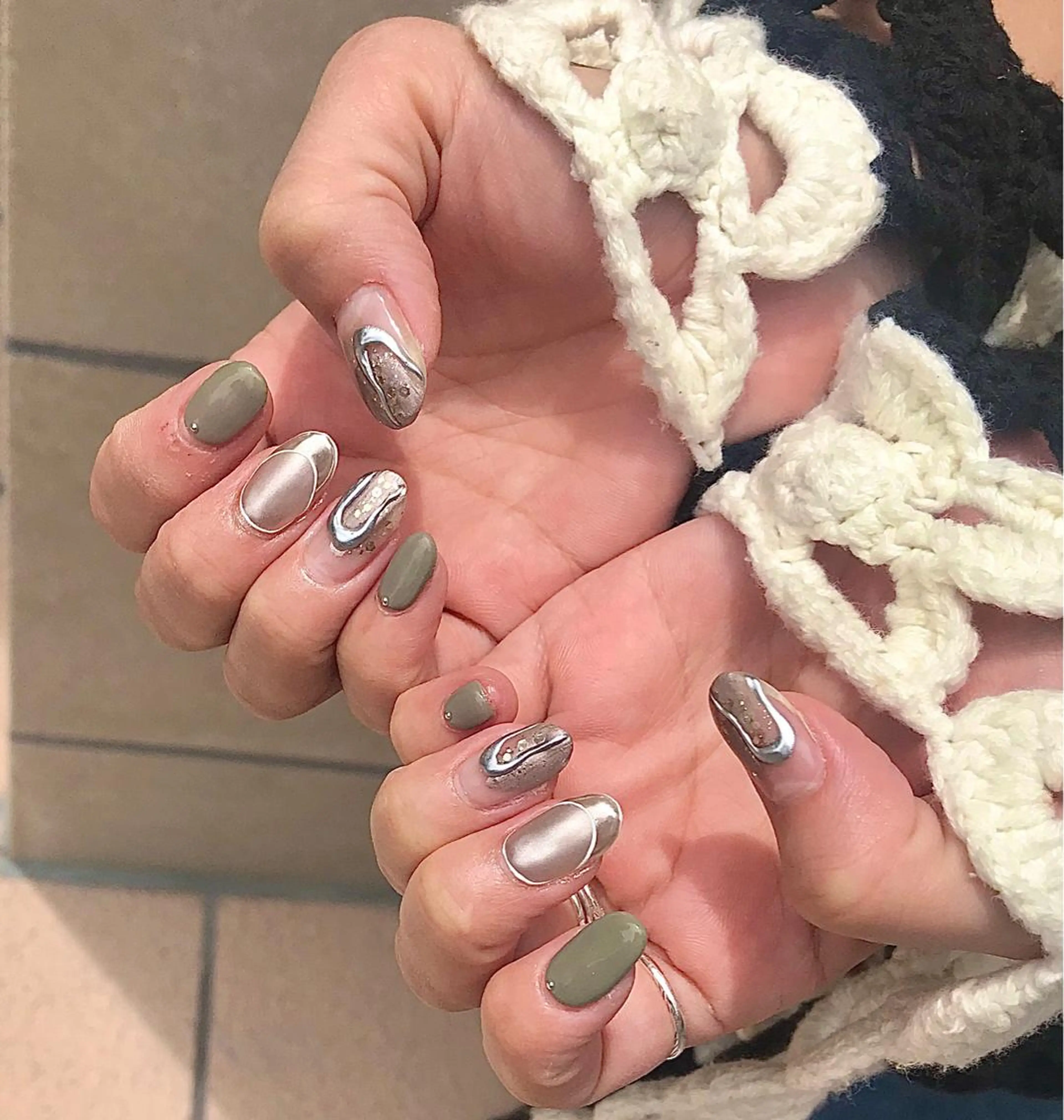 ミディアム カラー パーマ ヘアアレンジ ネイル マツエク・マツパ フレンチネイル ミラーネイル nail&eye Aoのマツエク・マツパデザイン