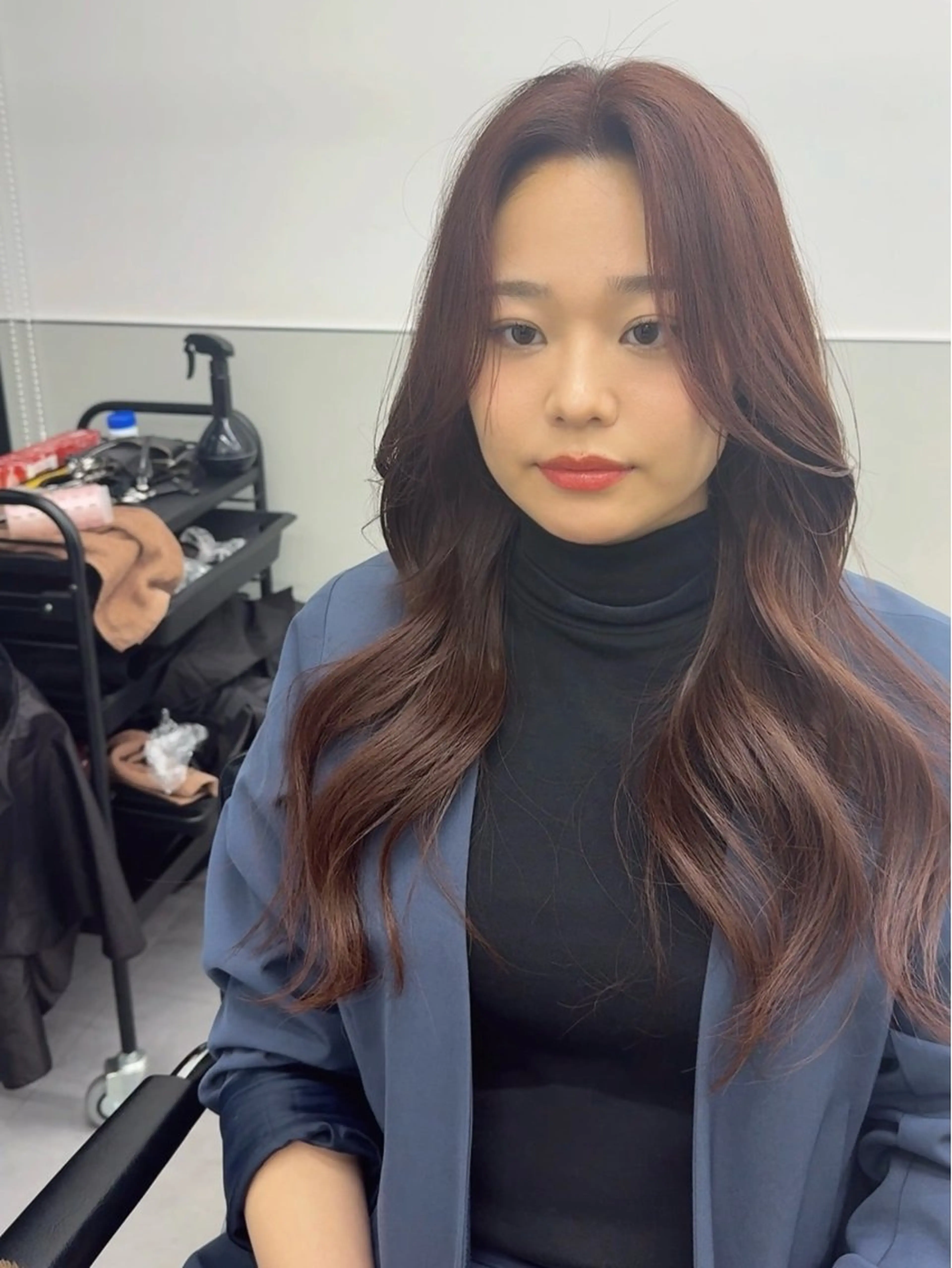 ロング カラー ボルドーカラー レイヤーカット カット ヘアカラー トリートメント GO TODAY シェアサロン 町田店所属・韓国ヘア🇰🇷 スズキのヘアスタイル