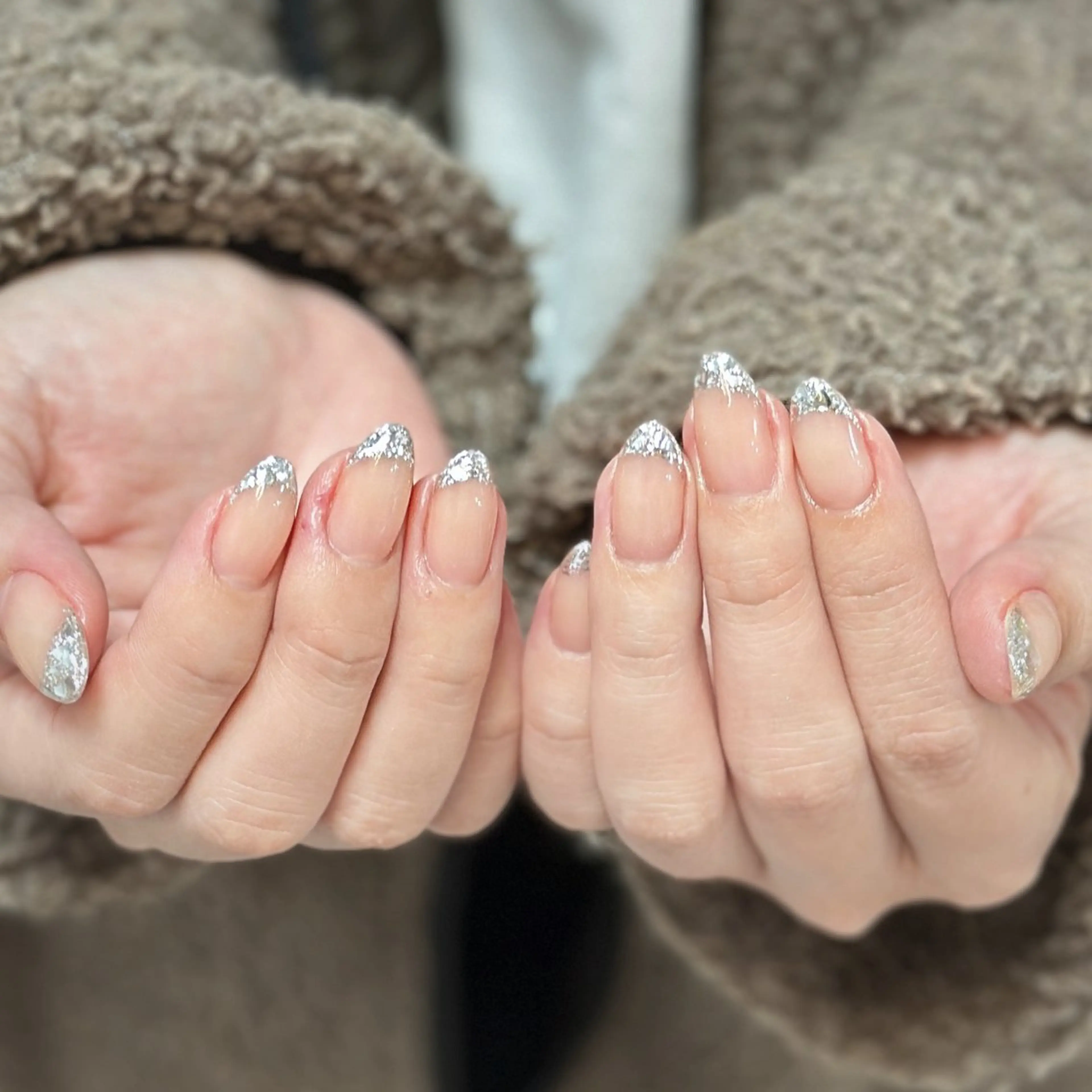 ネイル アートネイル オーロラネイル チークネイル フレンチネイル ガラスフレンチ 🎀セ リ🎀のネイルデザイン