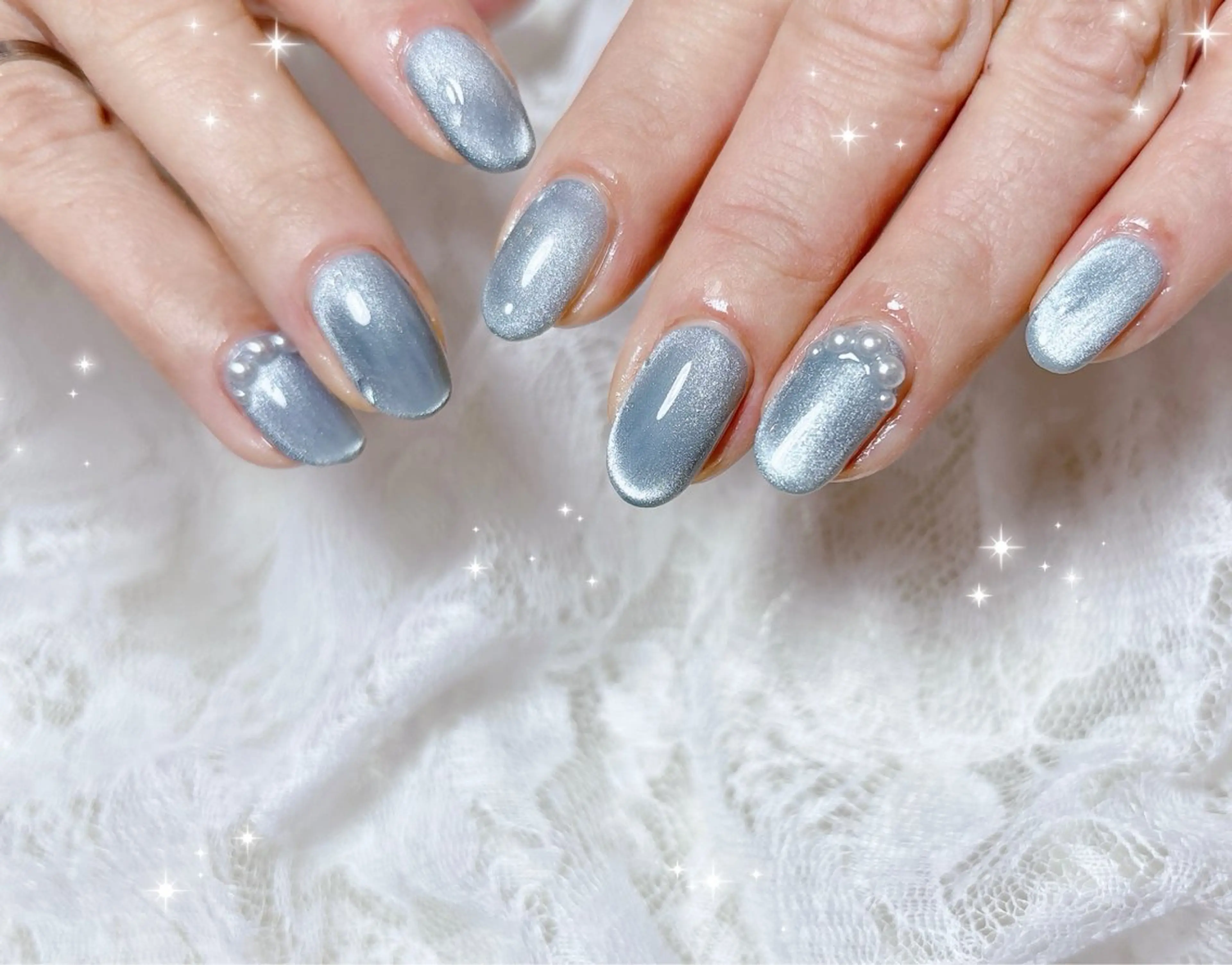 ネイル 氷ネイル・うるうるネイル マグネットネイル ハンドネイル FLARE NAIL フレアネイルのネイルデザイン
