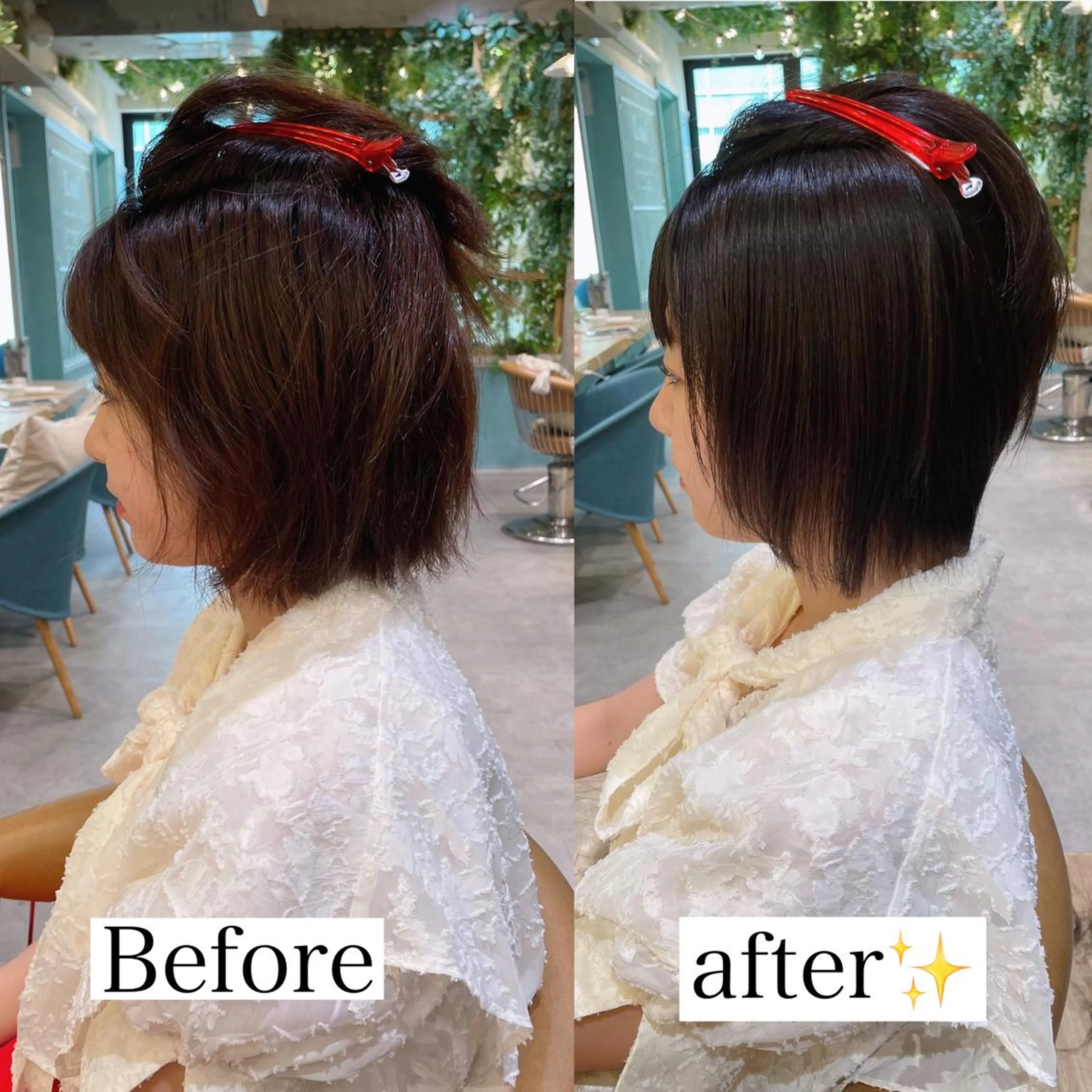 ミディアム カット ヘアカラー 縮毛矯正 トリートメント 山本翔一郎 韓国顔周りレイヤーのヘアスタイル