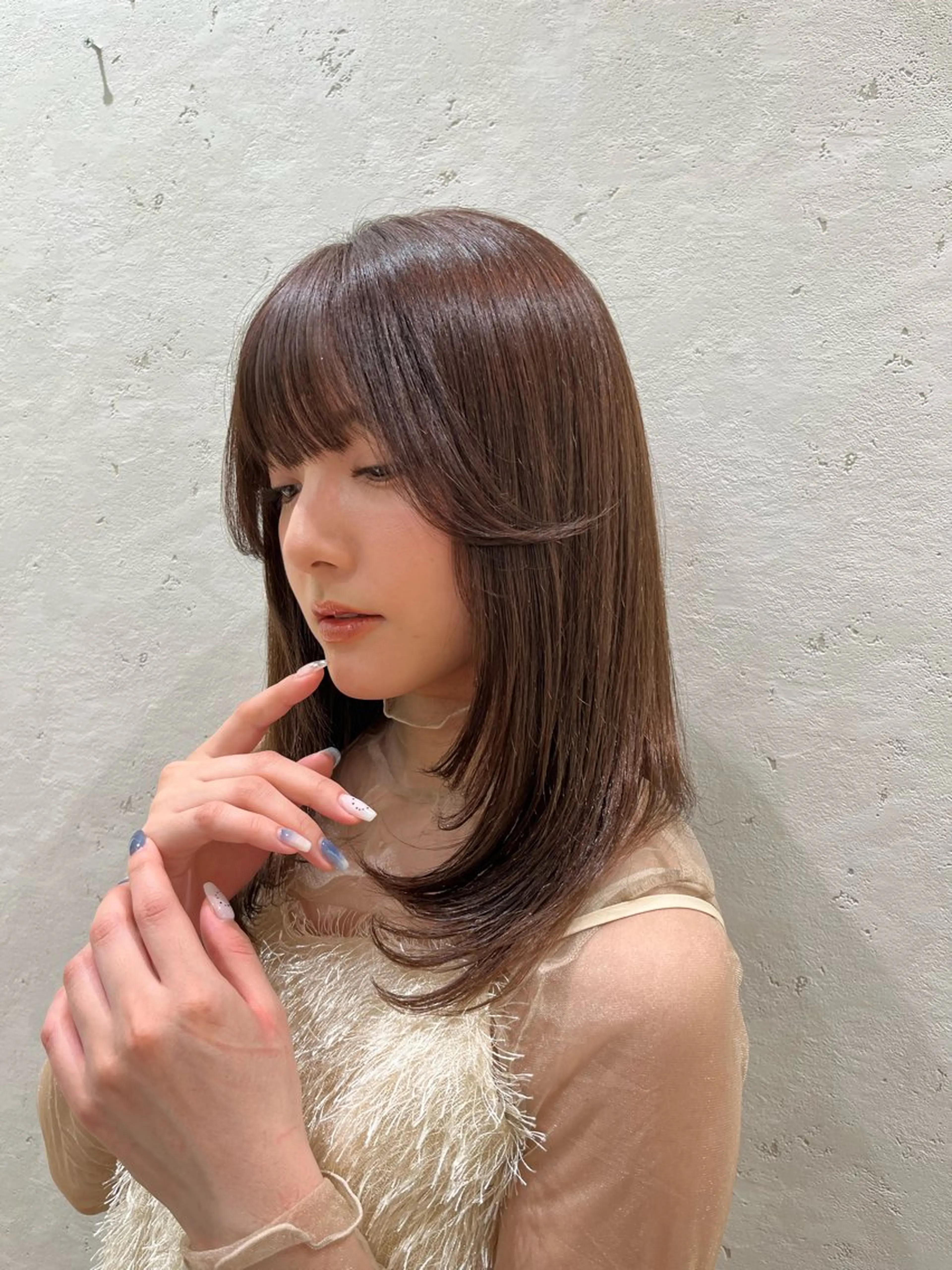 ミディアム ♥️透明感×抜け感 ベージュ/佑珠♥️のヘアスタイル