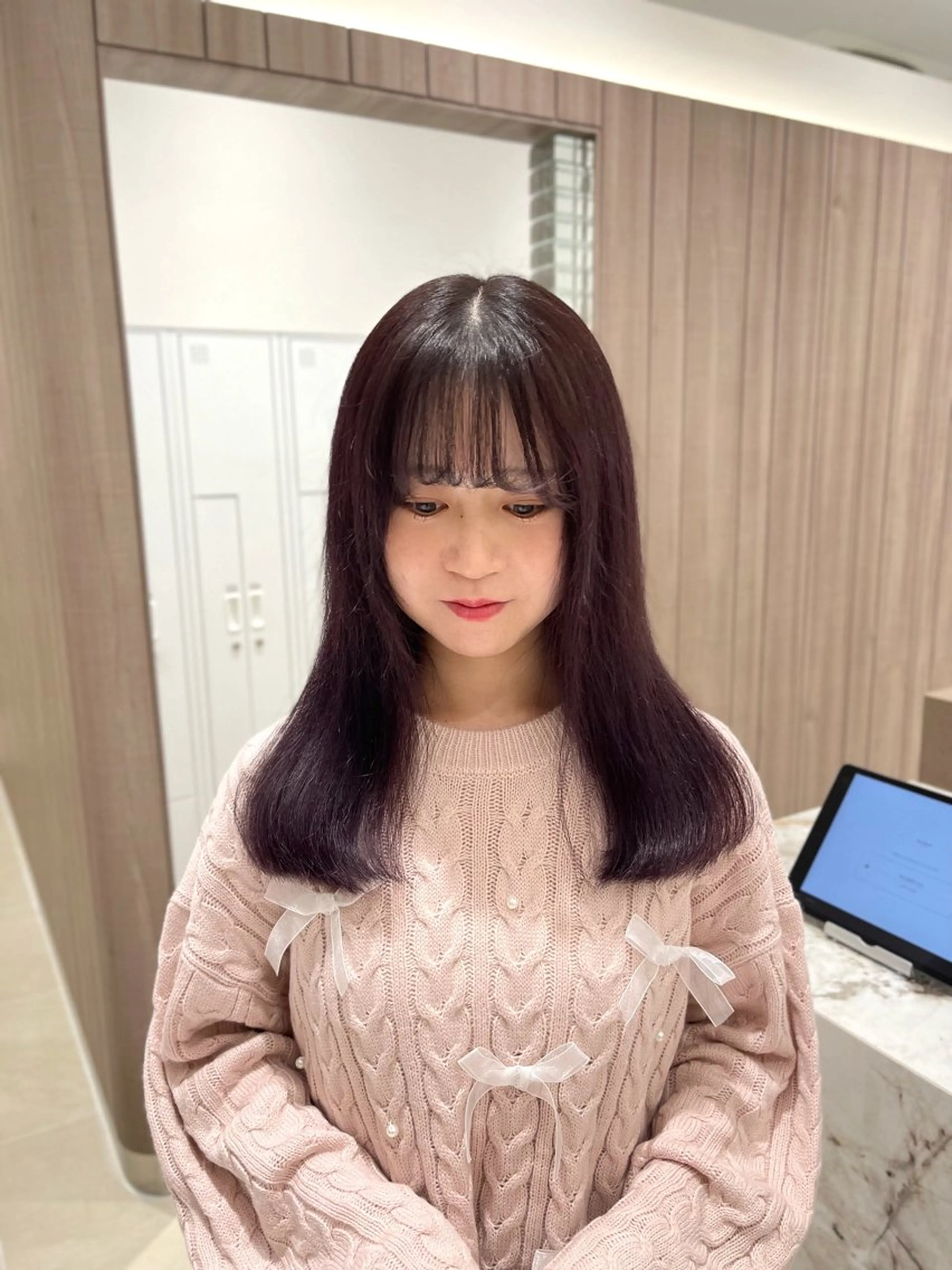 セミロング ヘアカラー トリートメント ヘアセット RIKO👼🏻💓 韓国ガーリーのヘアスタイル