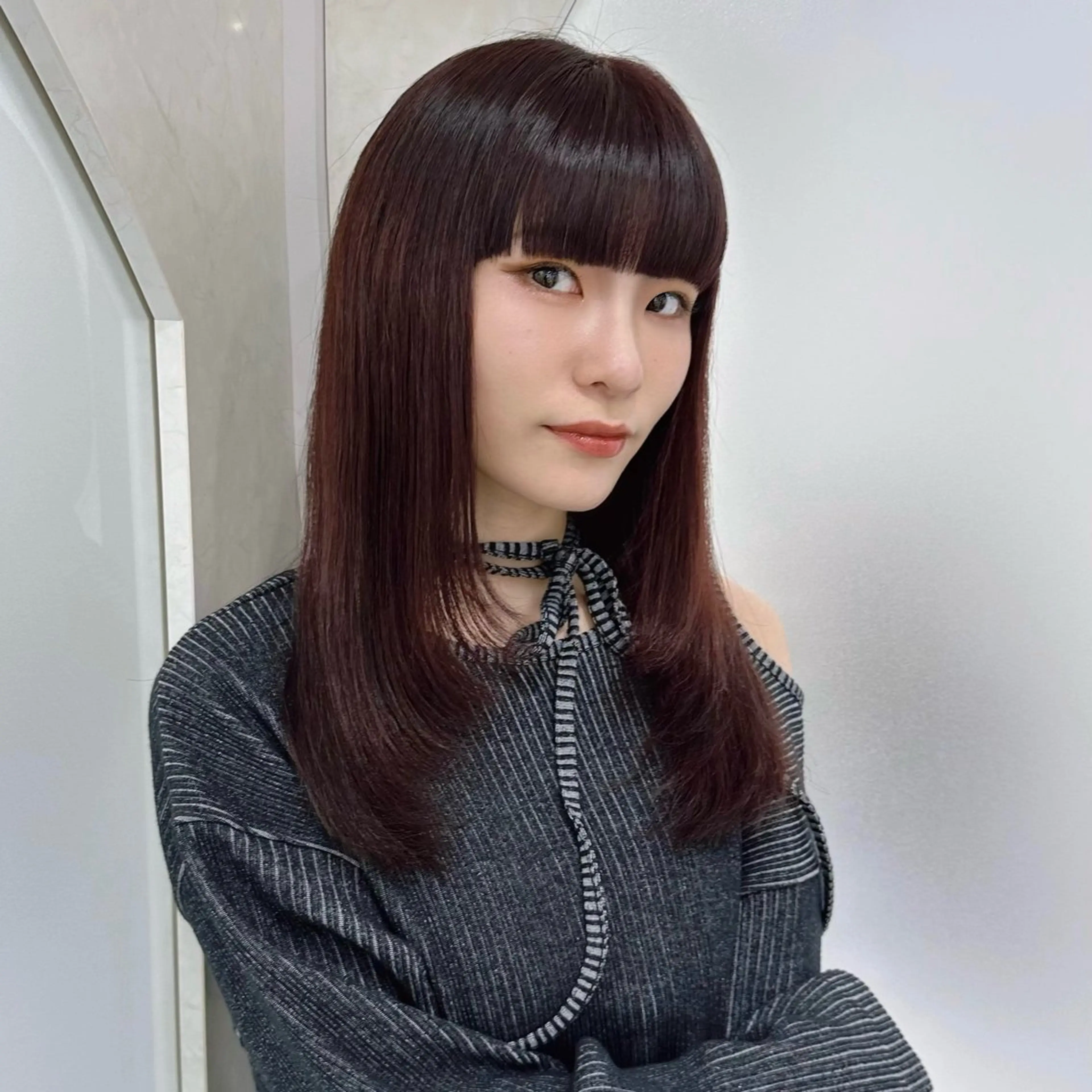 セミロング カラー アディクシーカラー イルミナカラー ピンクカラー ピンクパープル パープルカラー 韓国𝐻𝑎𝑖𝑟 🇰🇷🖤ジアのヘアスタイル