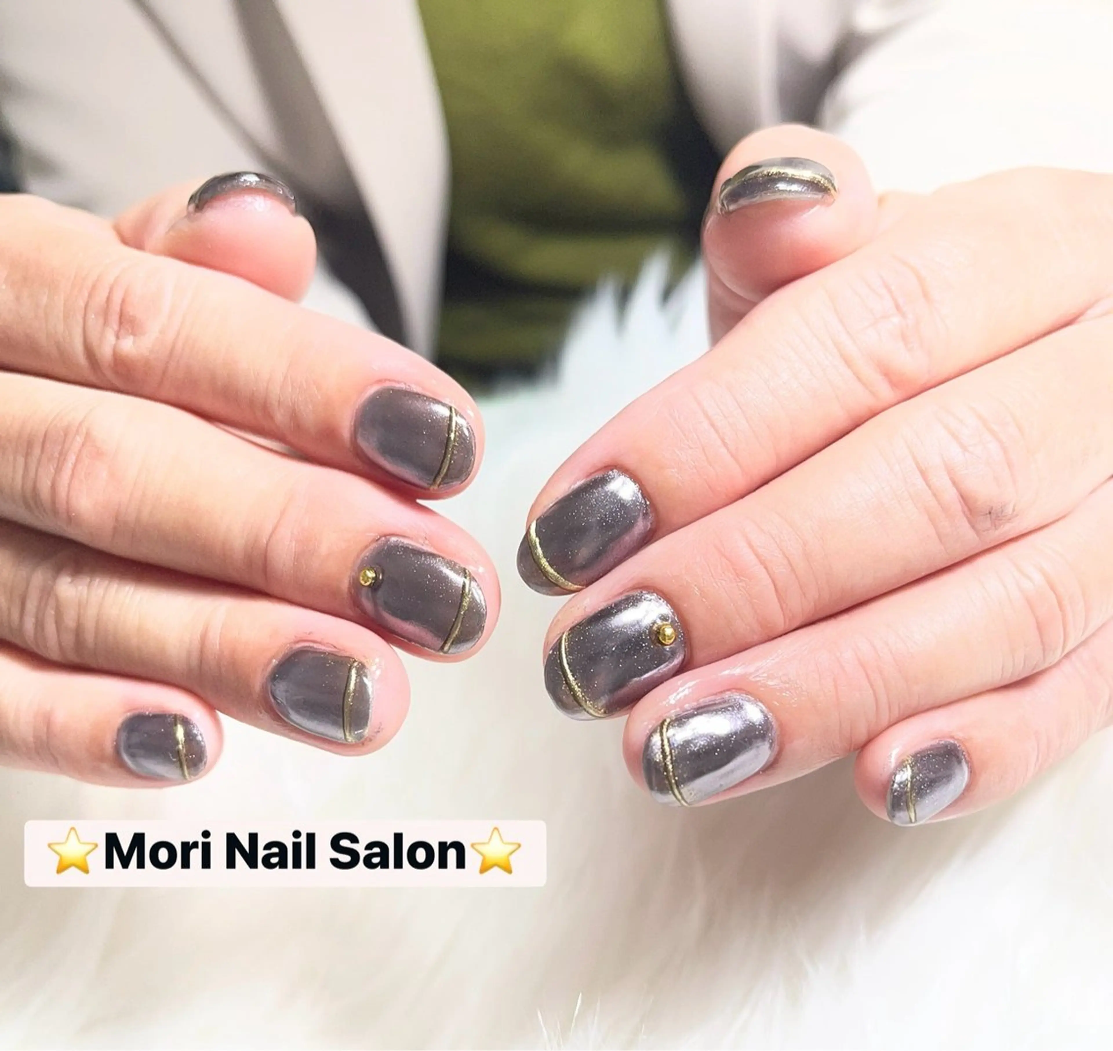 ネイル フレンチネイル ミラーネイル シンプルネイル MORI ネイル SALONのネイルデザイン