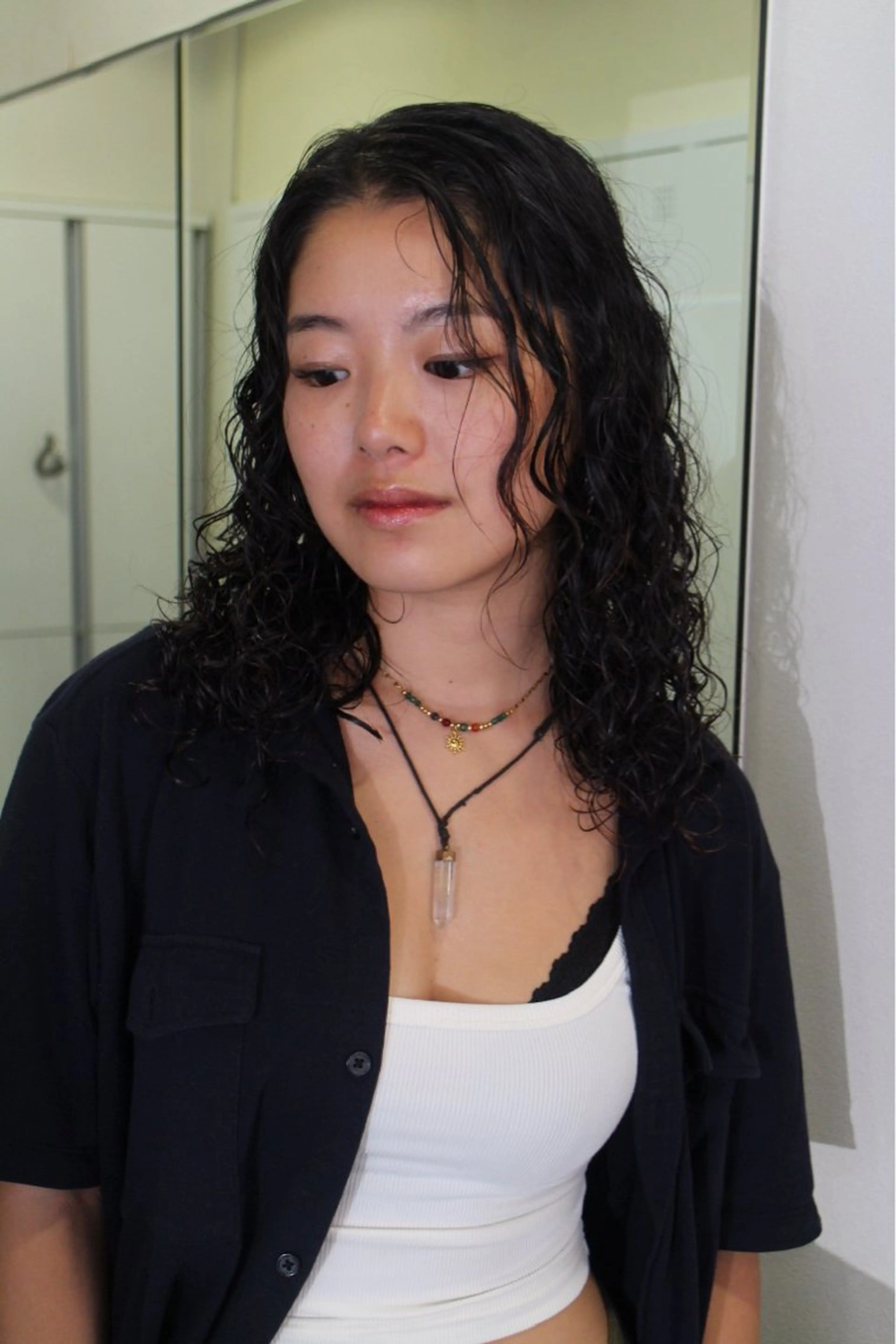 セミロング パーマ カーリーパーマ/ 透明ｶﾗｰ/MIKUのヘアスタイル