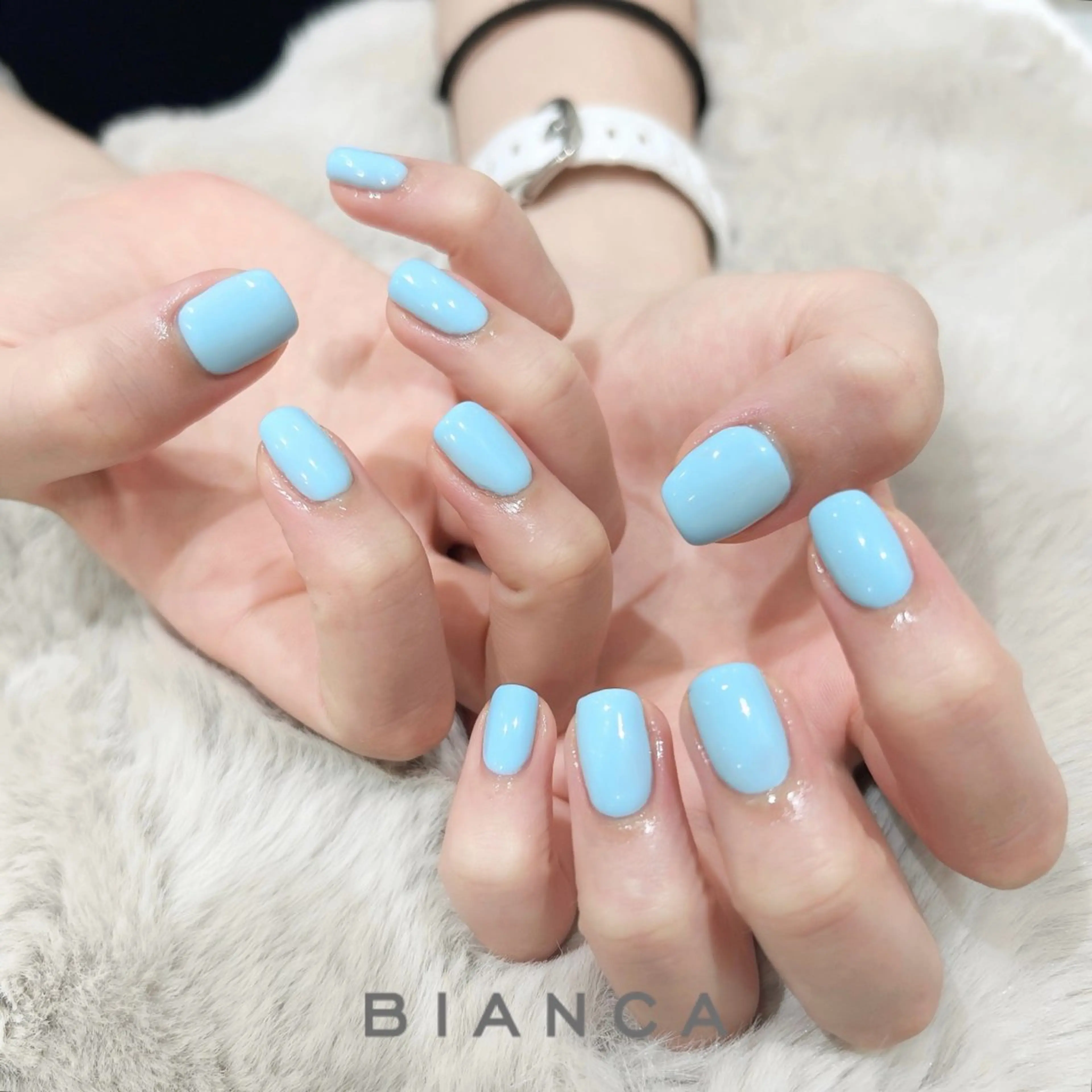 ネイル ブルー パステルネイル ハンドネイル Bianca 川口 moe˖ ࣪⊹のネイルデザイン