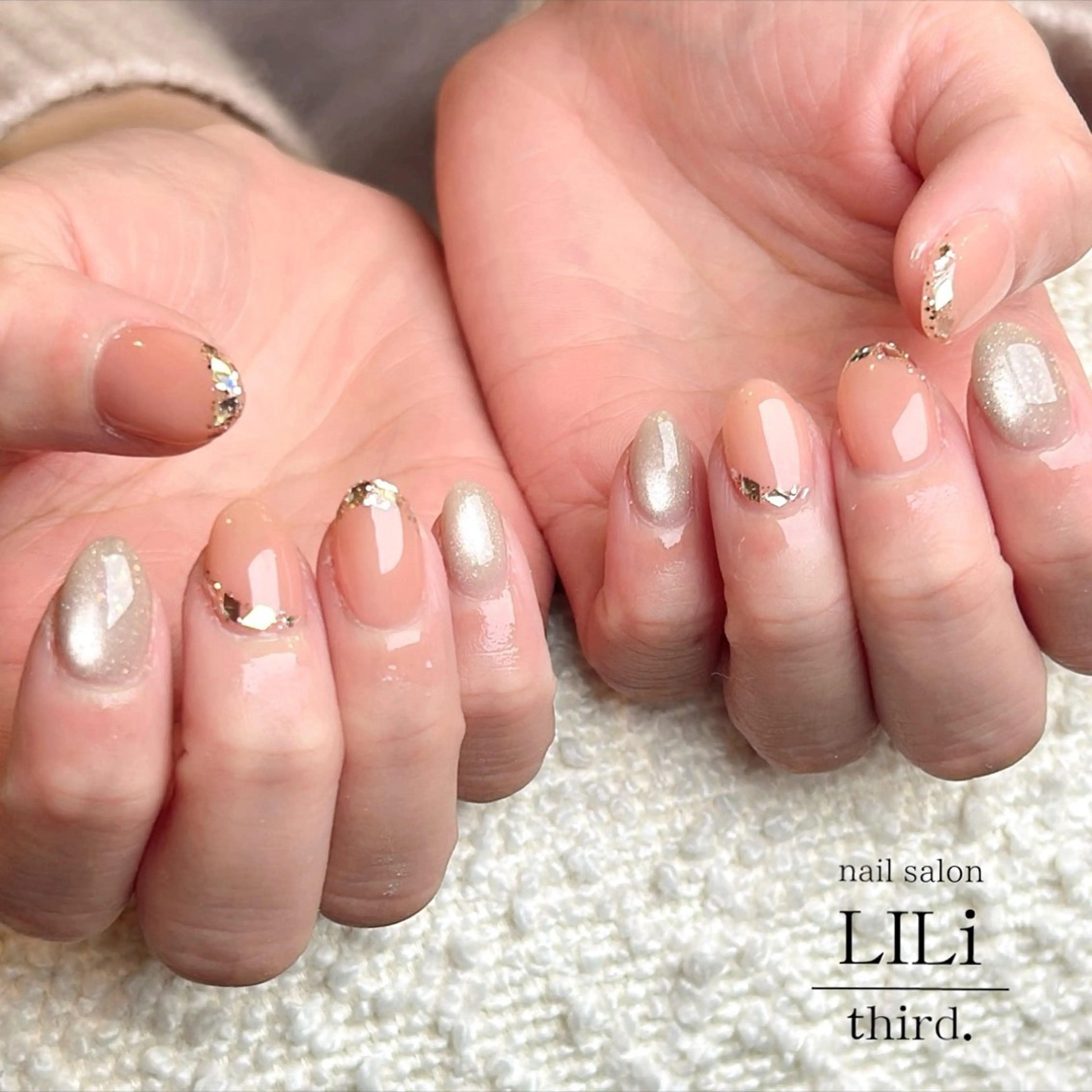 ネイル フレンチネイル ガラスフレンチ ハンドネイル nail salon LILi third.所属・Saya ᵕ̈*のネイルデザイン