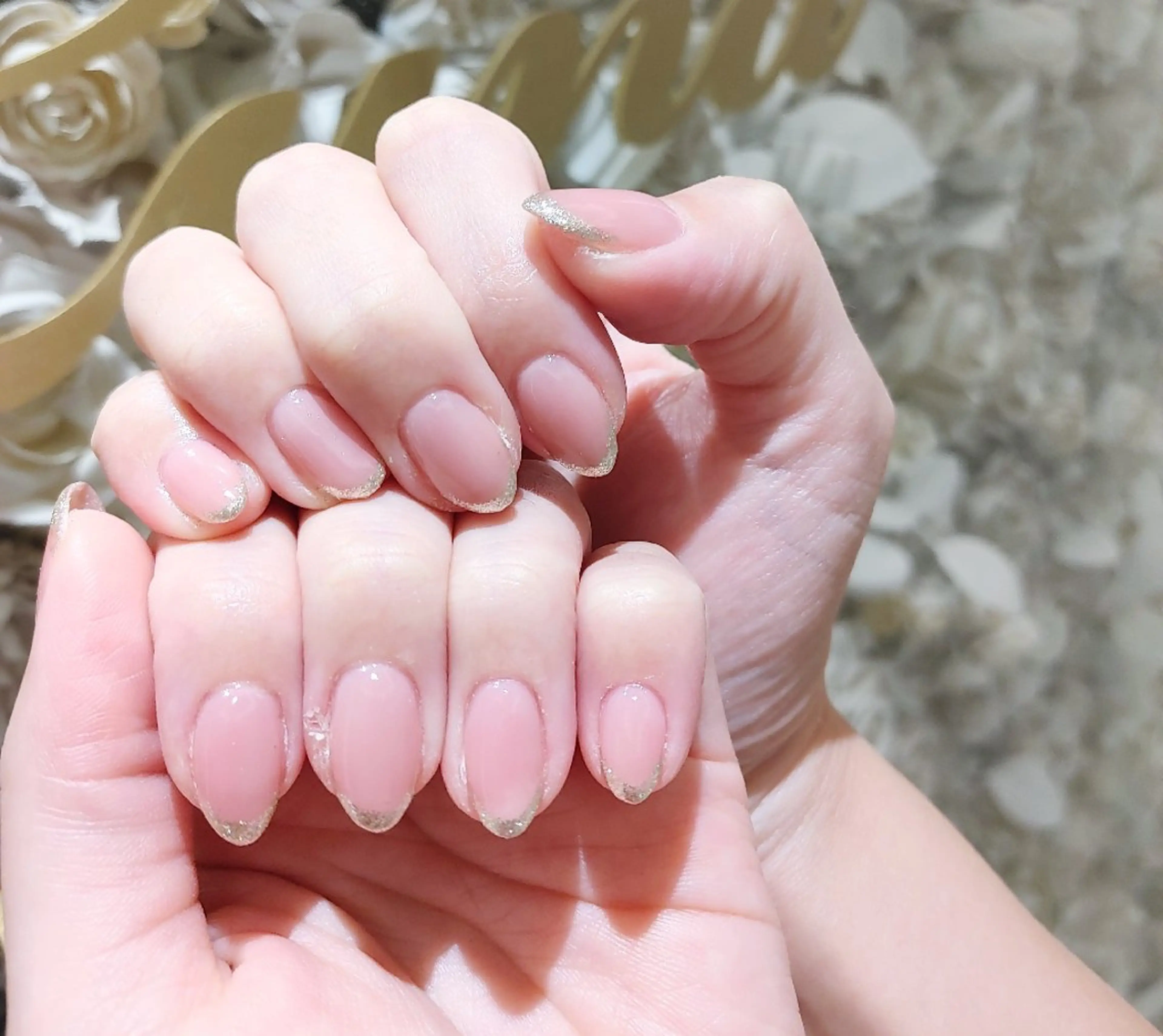 ネイル フレンチネイル ラメ(グリッター) La Luna アヤカのネイルデザイン