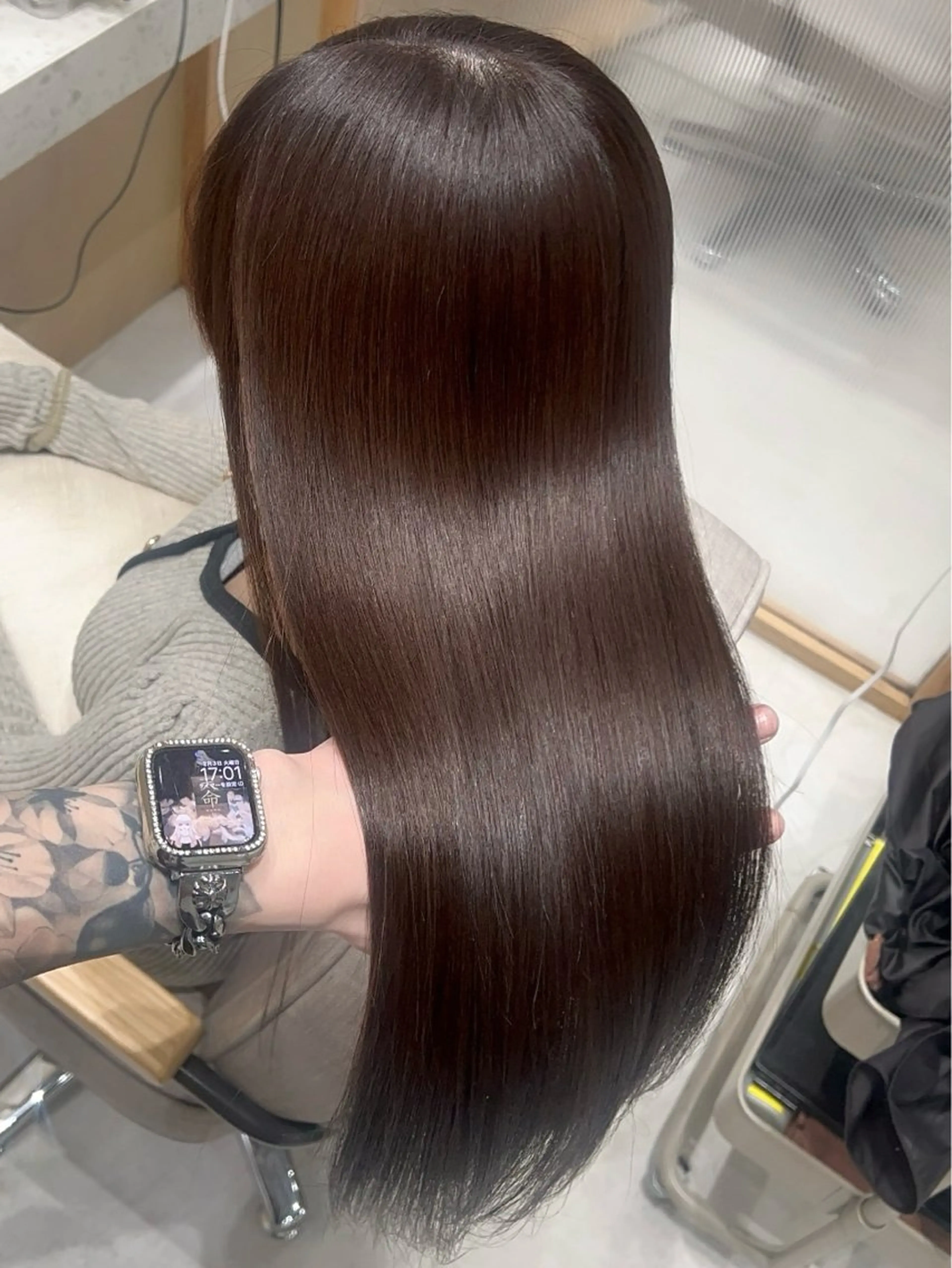 ロング ケアカラー チョコレートブラウン 髪質改善 トリートメント カット ヘアカラー トリートメント 💎髪質改善/艶髪 💎mizuki💎のヘアスタイル