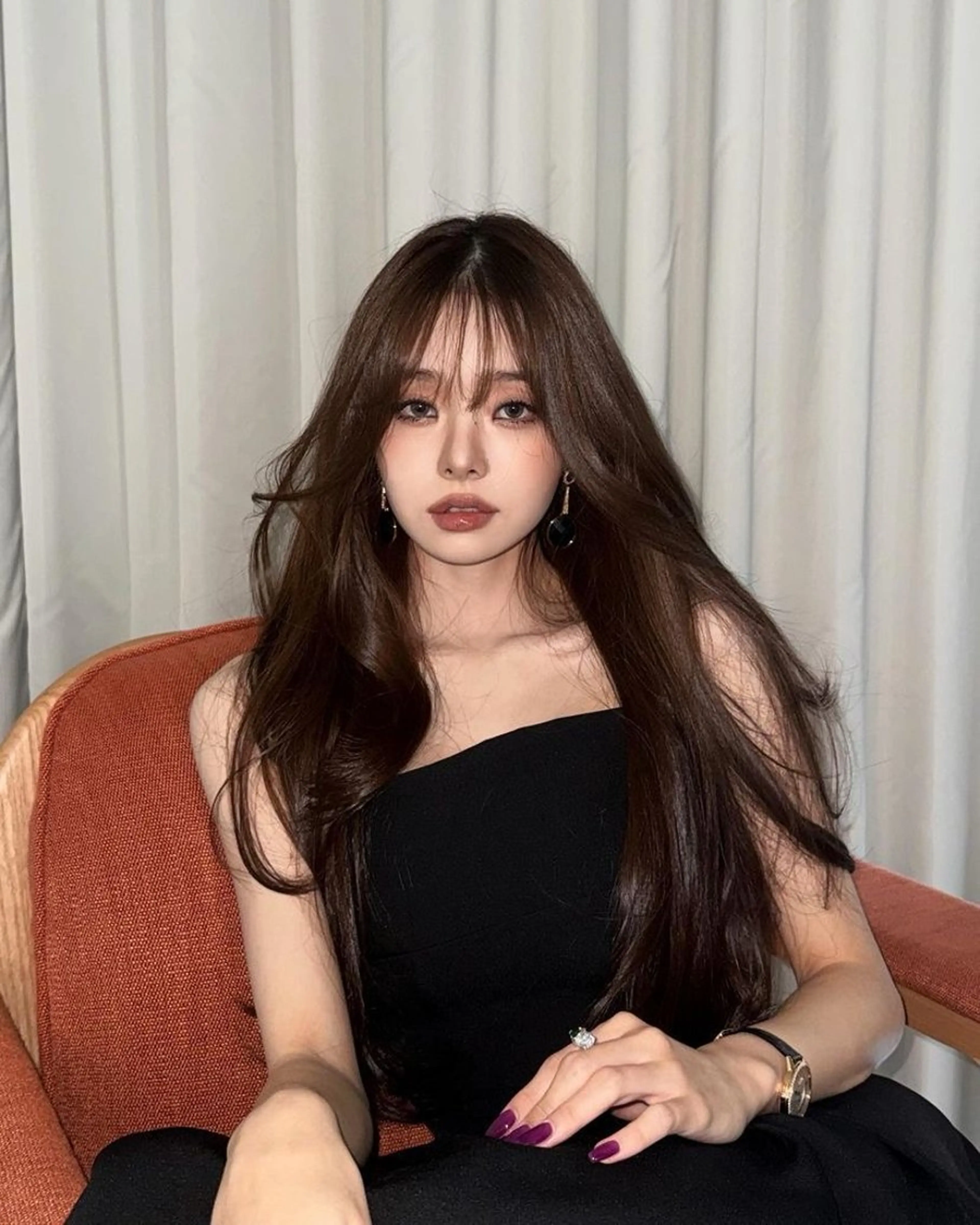 ロング カラー カット ヘアカラー 韓国風暗髪ヘア🤍 🫧MIREIのヘアスタイル