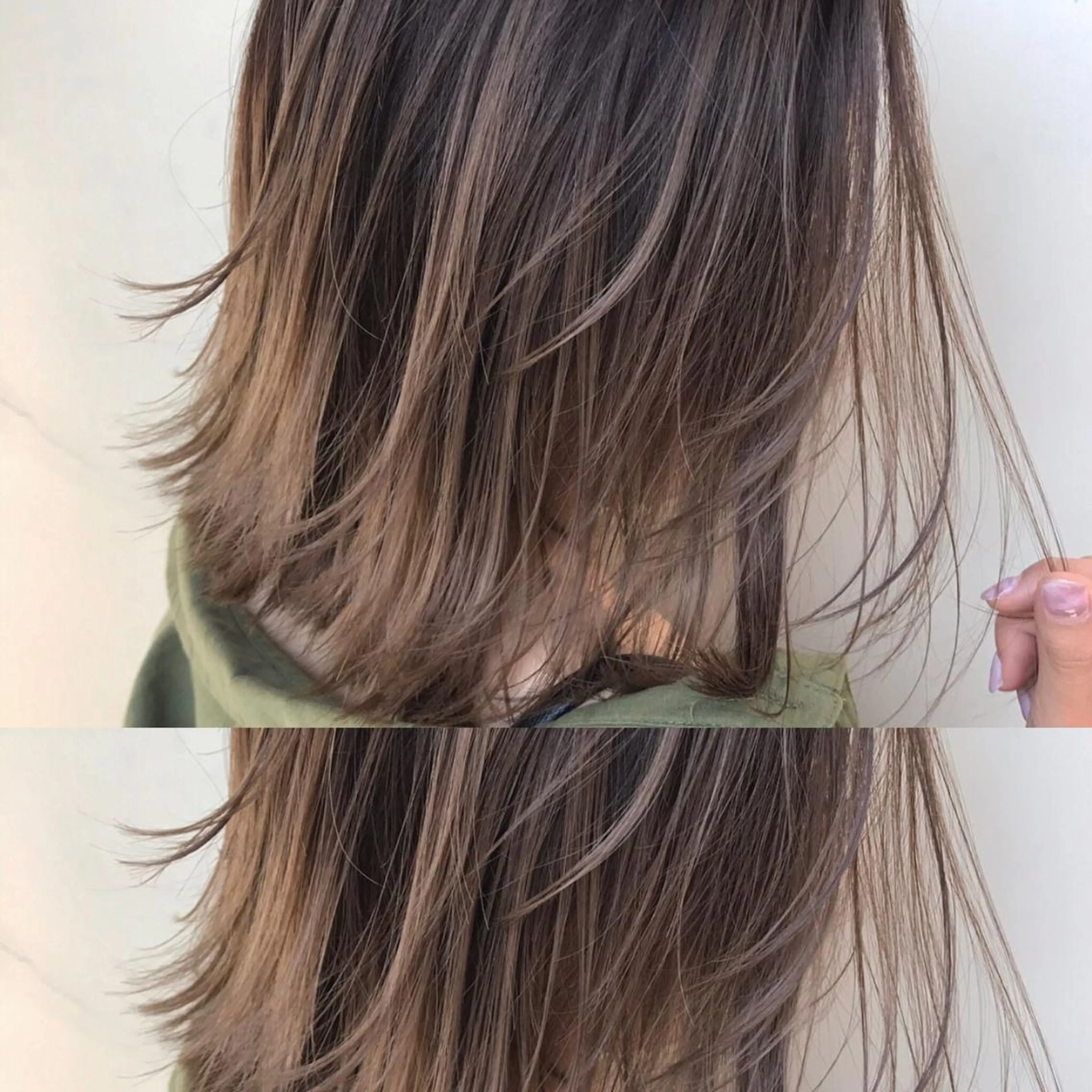 ミディアム カラー カット ヘアカラー ハイライト、レイヤー カット/西梅田/中西のヘアスタイル