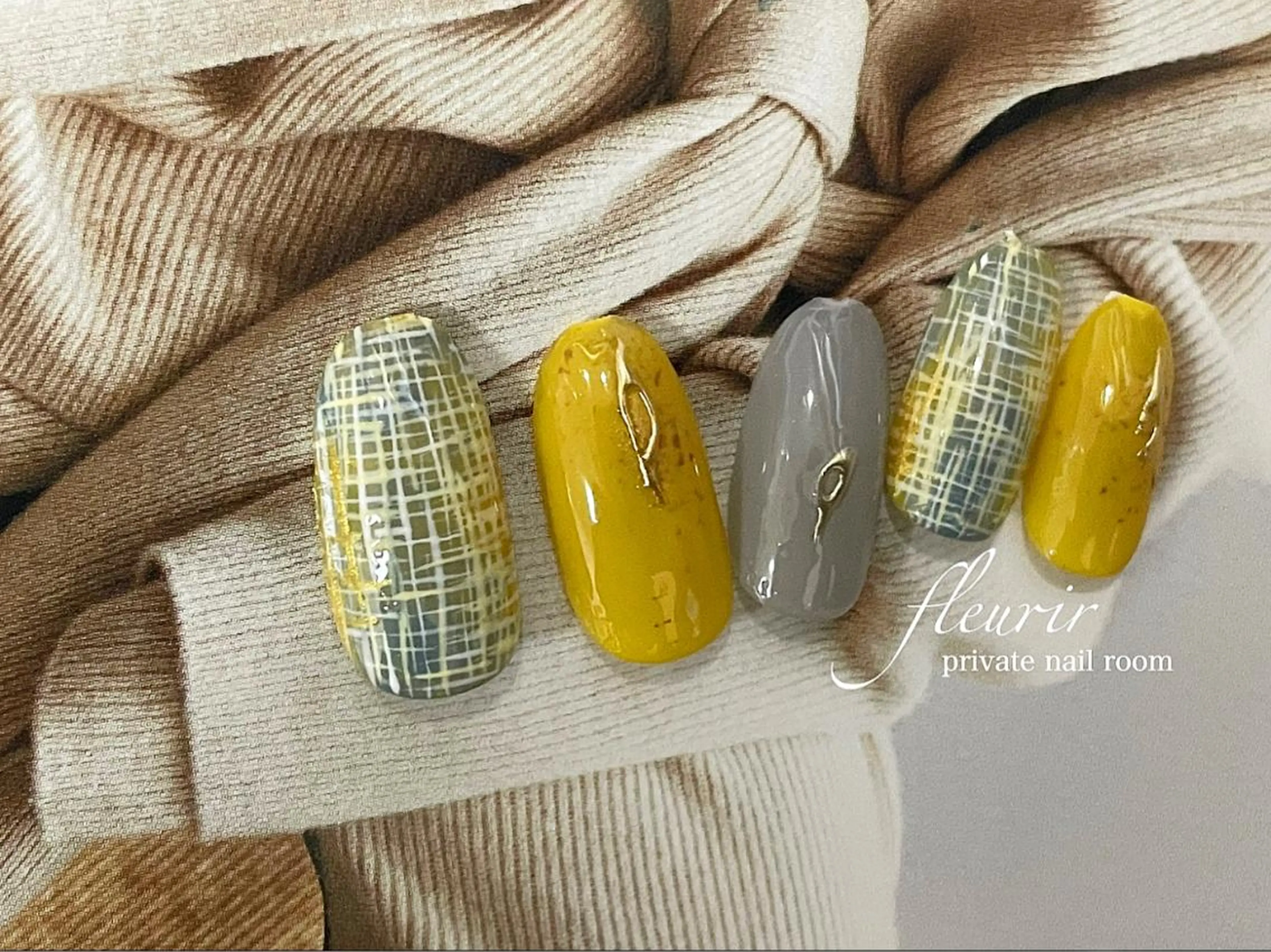 ネイル アートネイル ブルー 長さ出し ジェルネイル ゴールド フルリール 【プライベートサロンのネイルデザイン