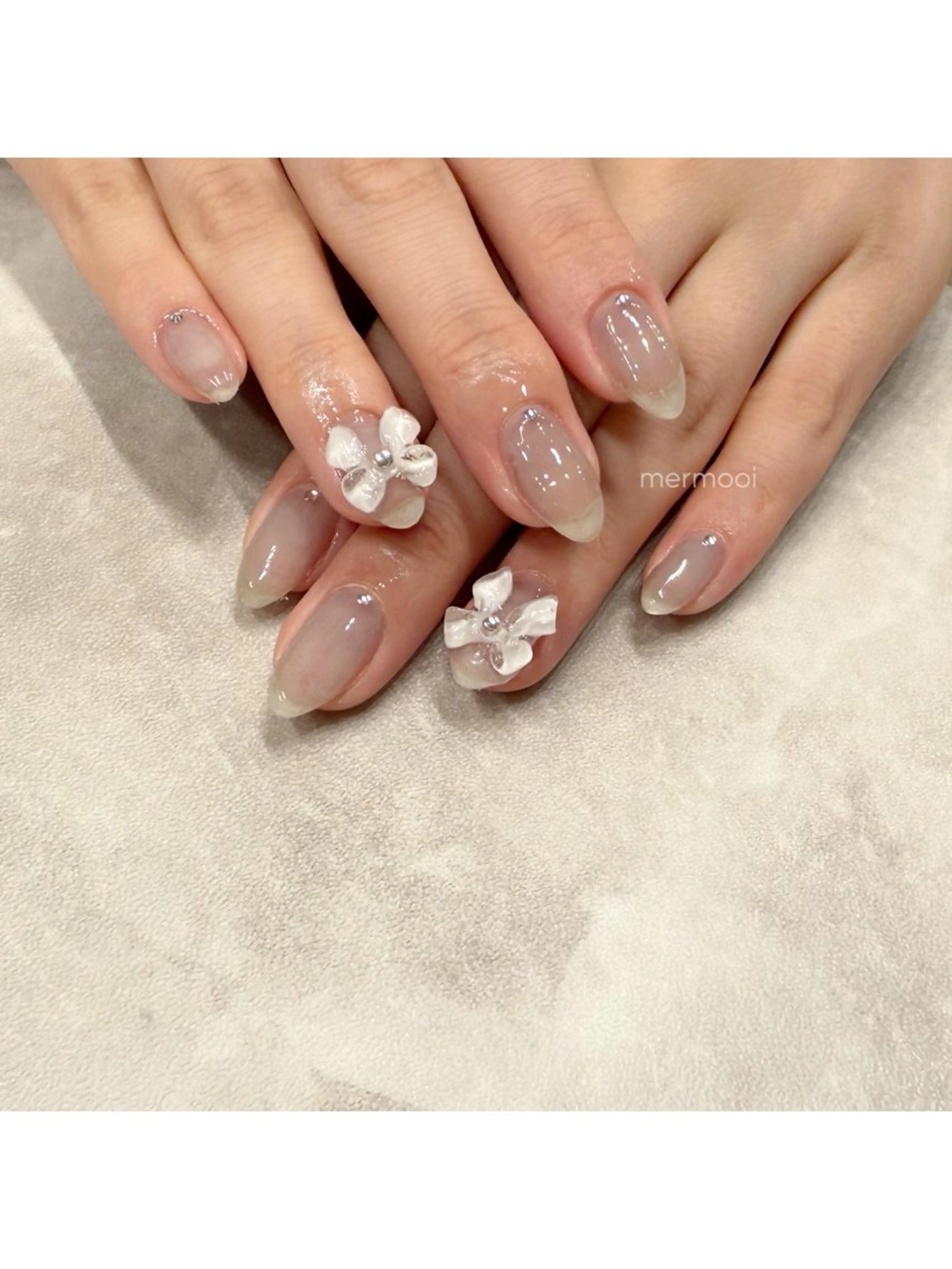 ネイル リボン ハンドネイル mermooi所属・melumooi nailのネイルデザイン