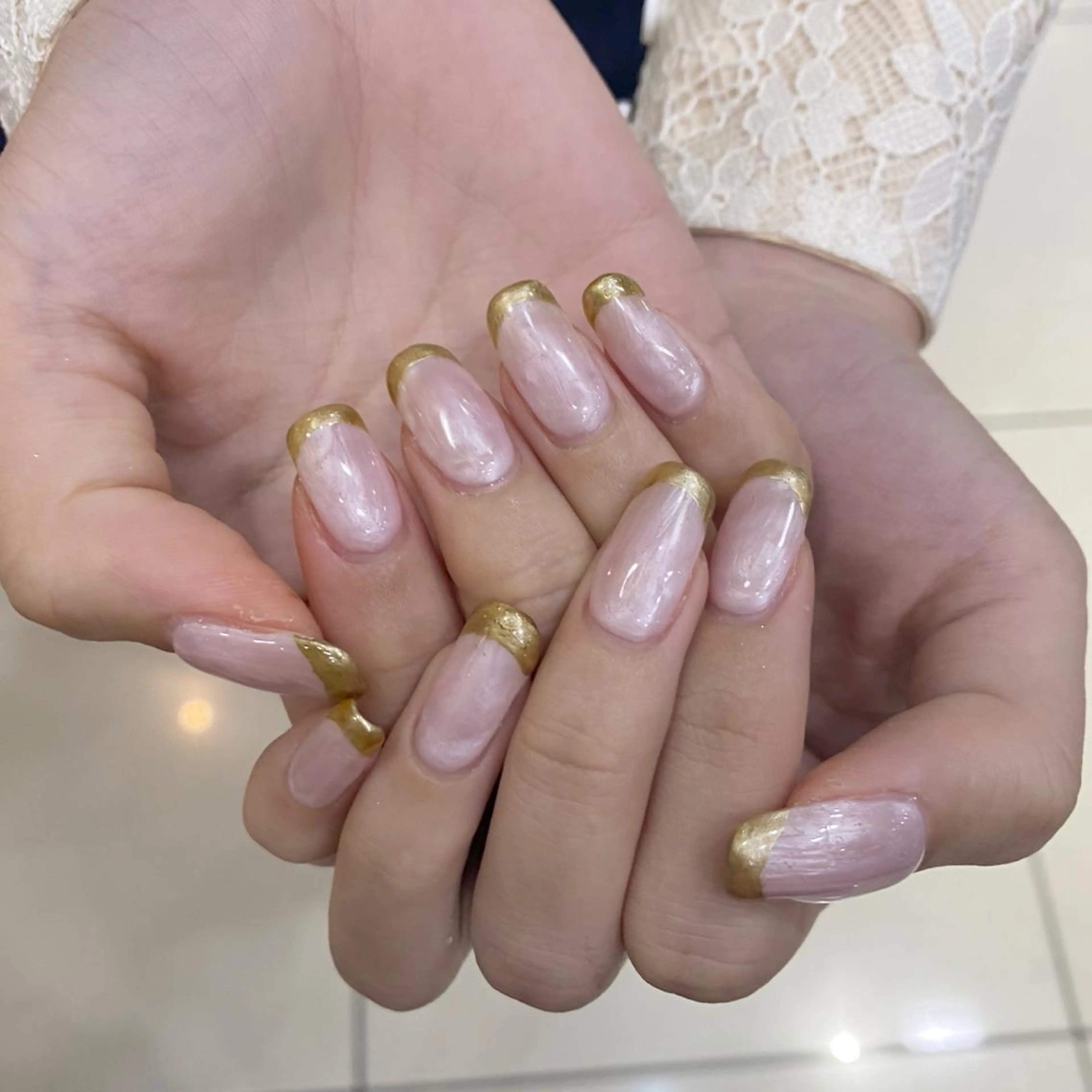 ネイル ゴールド ピンク ハンドネイル 似合わせ提案サラ艶♡ 彩華のヘアスタイル