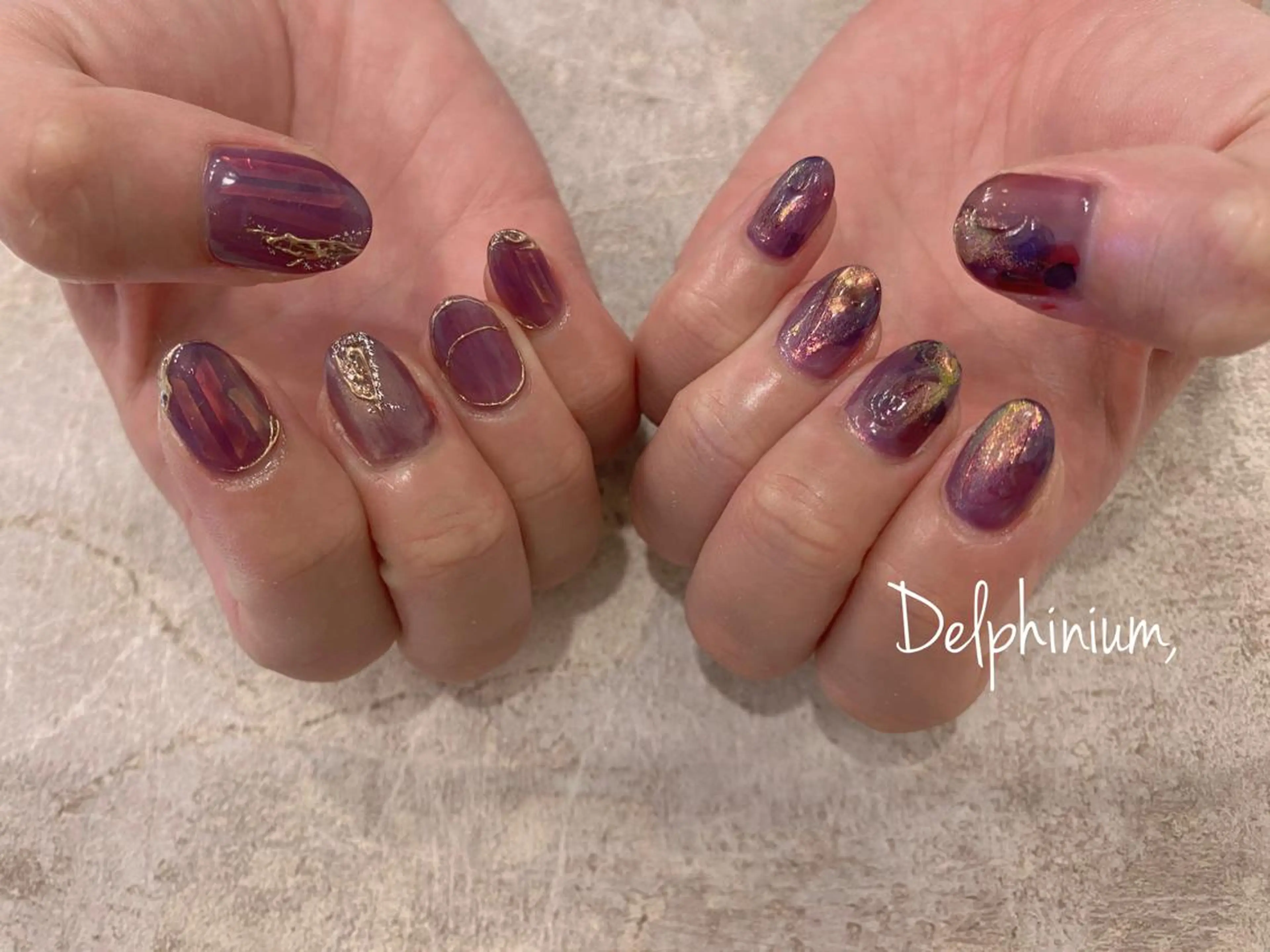 ネイル パープル ハンドネイル 岡本 友恵のネイルデザイン