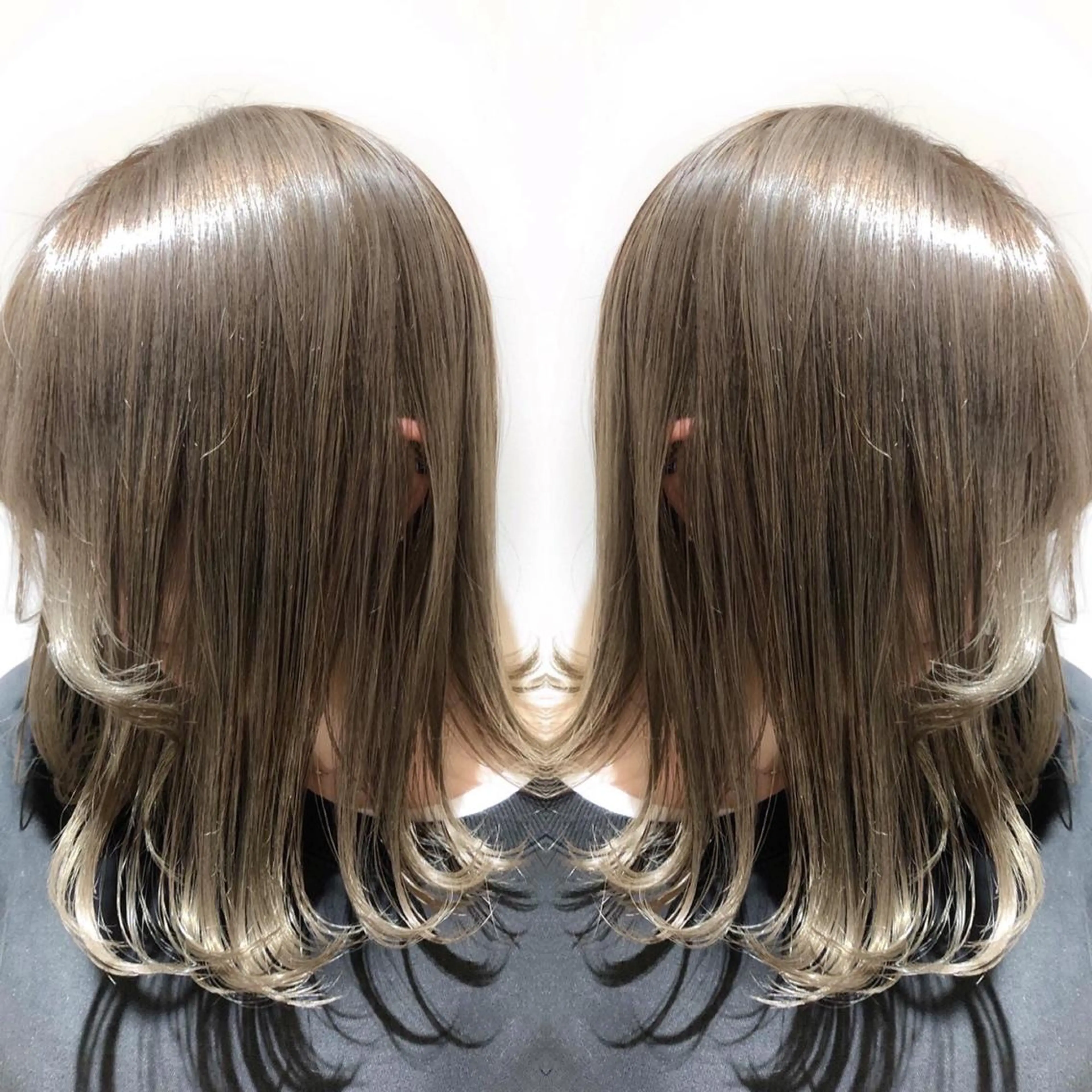 ミディアム カラー 黒髪 グレージュ 卒業式のヘアスタイル カット ヘアカラー トリートメント ご予約 宜しくお願いします！のヘアスタイル