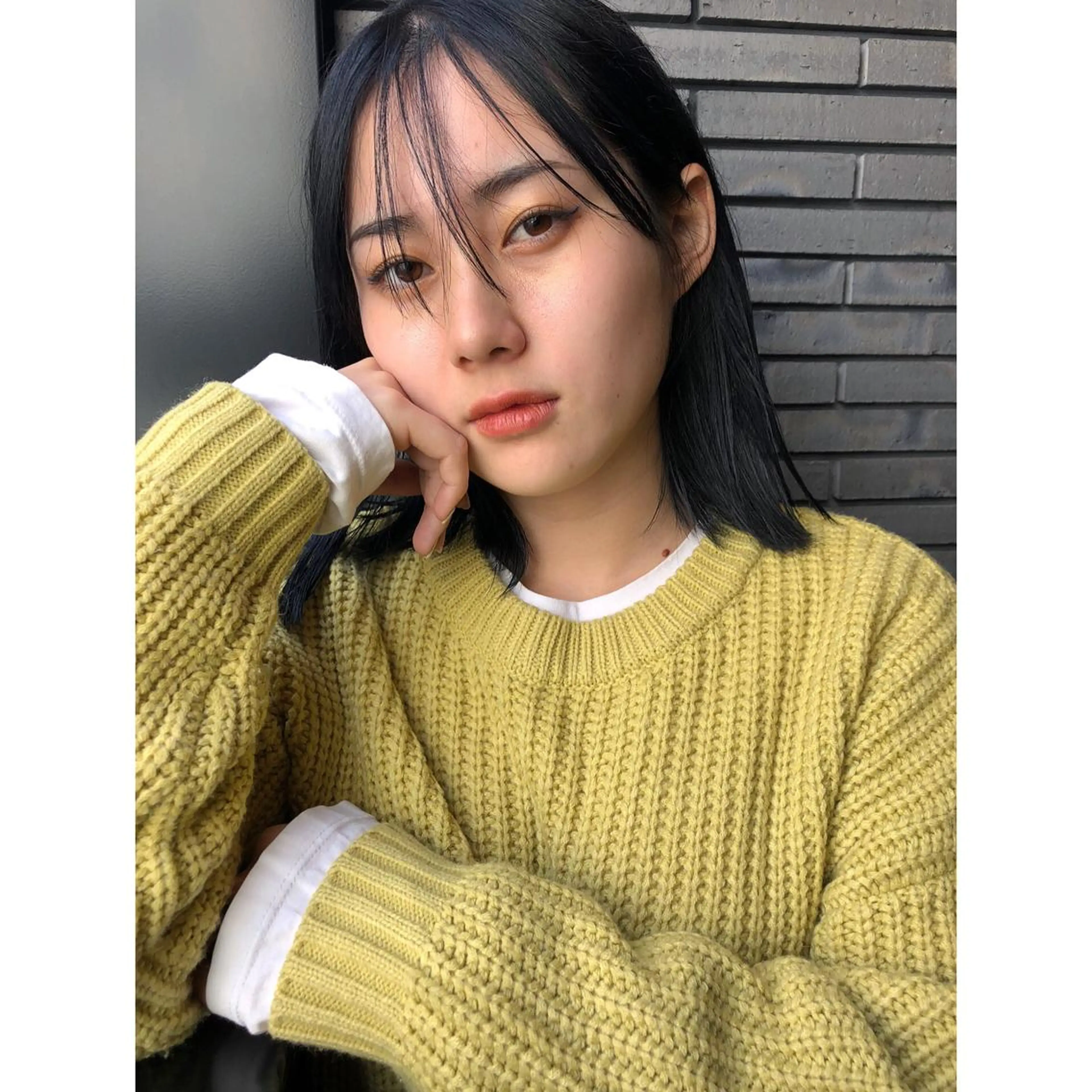 ミディアム カラー 黒髪 ブルーカラー ネイビーカラー カット ヘアカラー トリートメント ケアブリーチ/ボブ/ honoのヘアスタイル