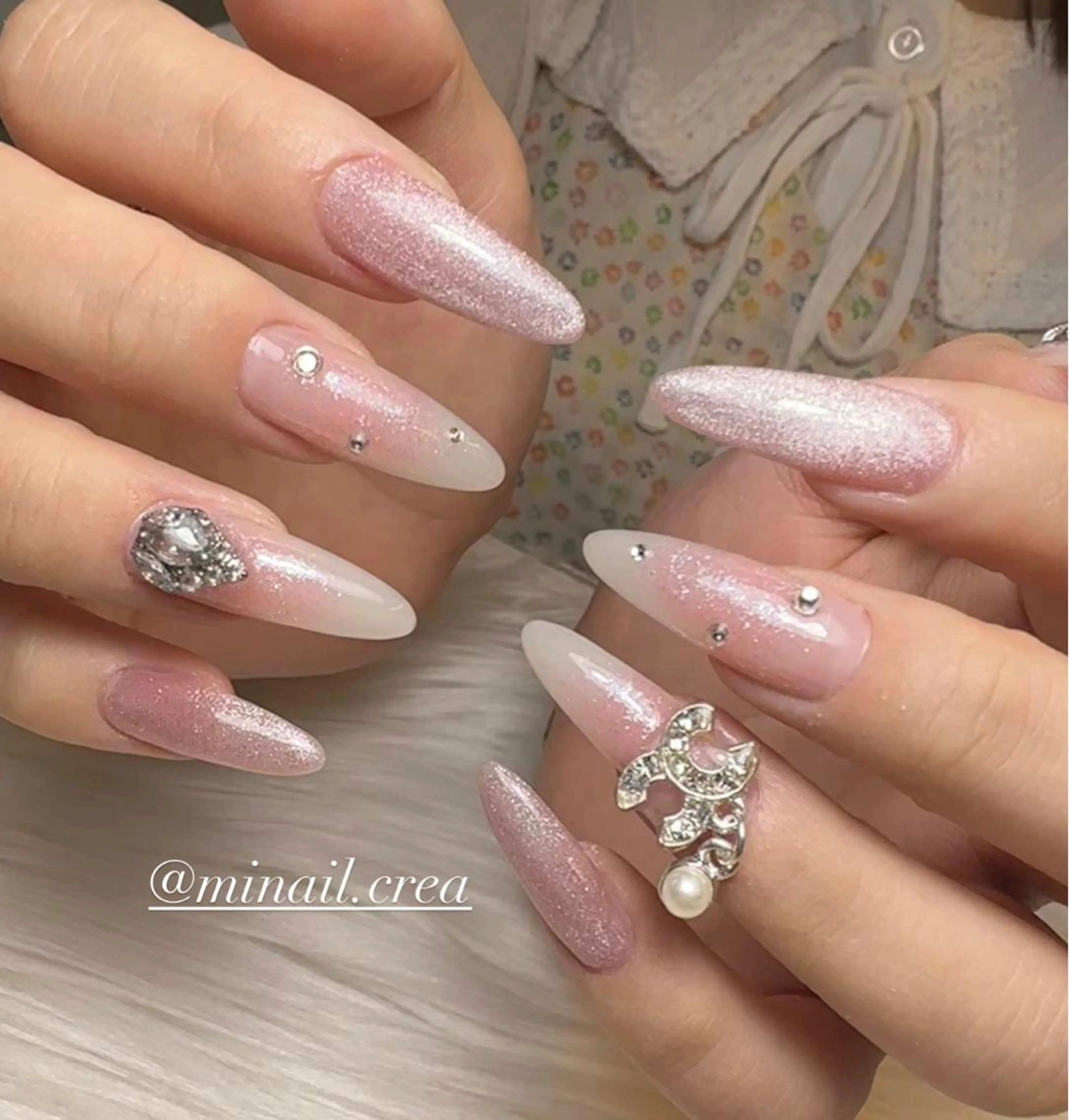 ネイル チークネイル キラキラネイル ロングネイル ワンカラーネイル スカルプネイル ハンドネイル CRéA　-private nailsalon-所属・CReA nailのネイルデザイン