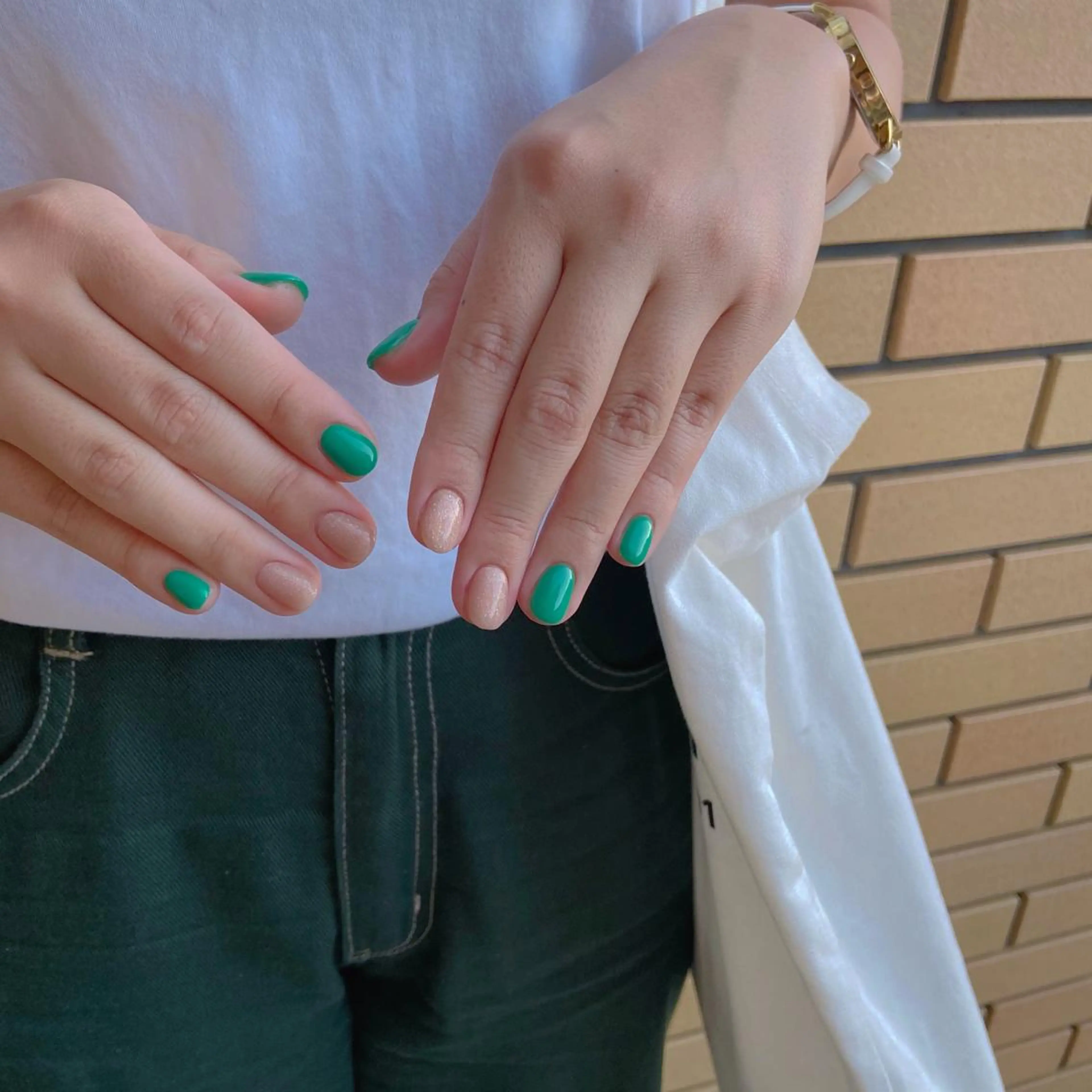 ネイル オーロラネイル カジュアル 長さ出し ジェルネイル 韓国ネイル MH Nailのネイルデザイン