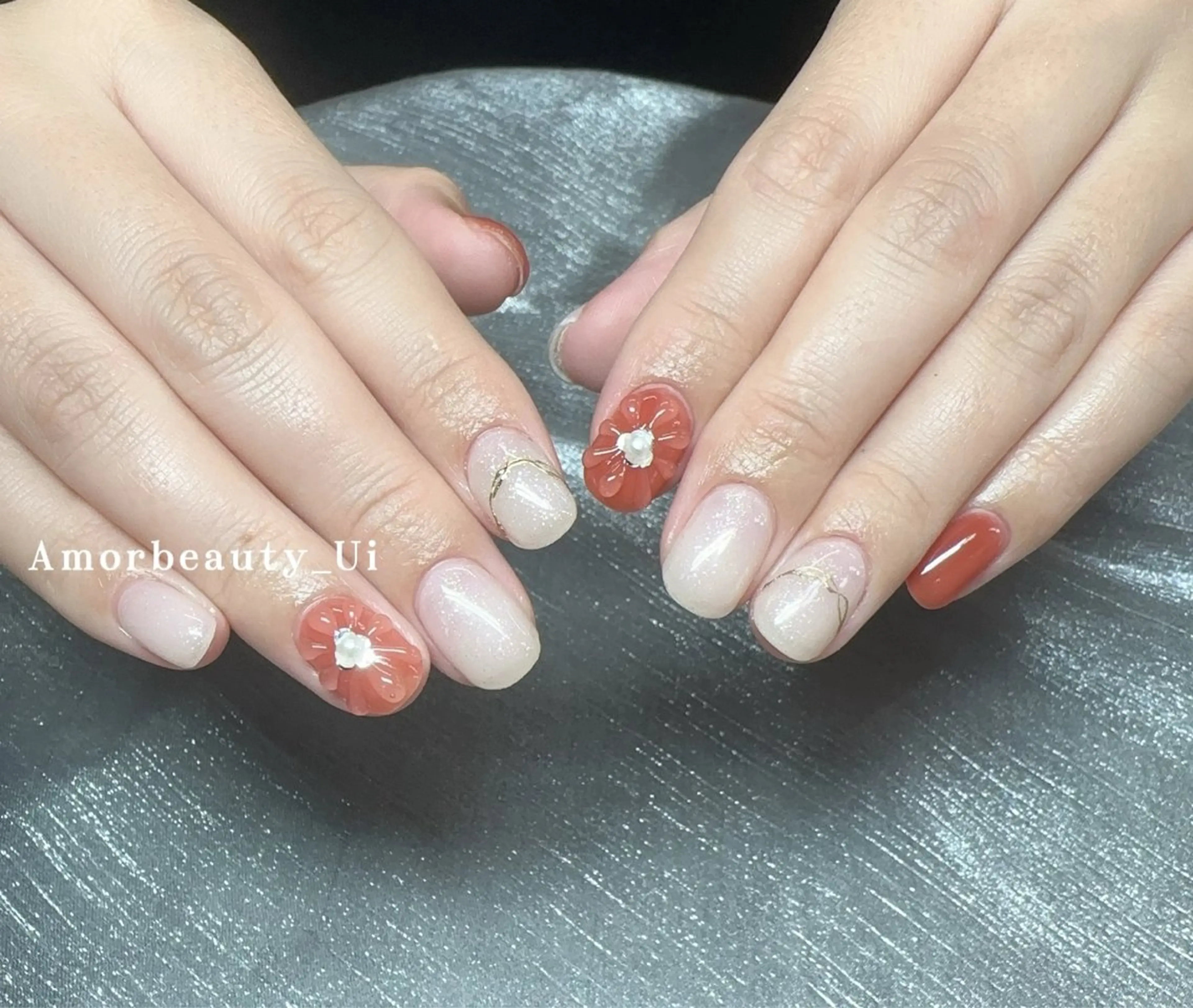 ネイル ハンドネイル Kaka_ パラジェル、長さだしのネイルデザイン