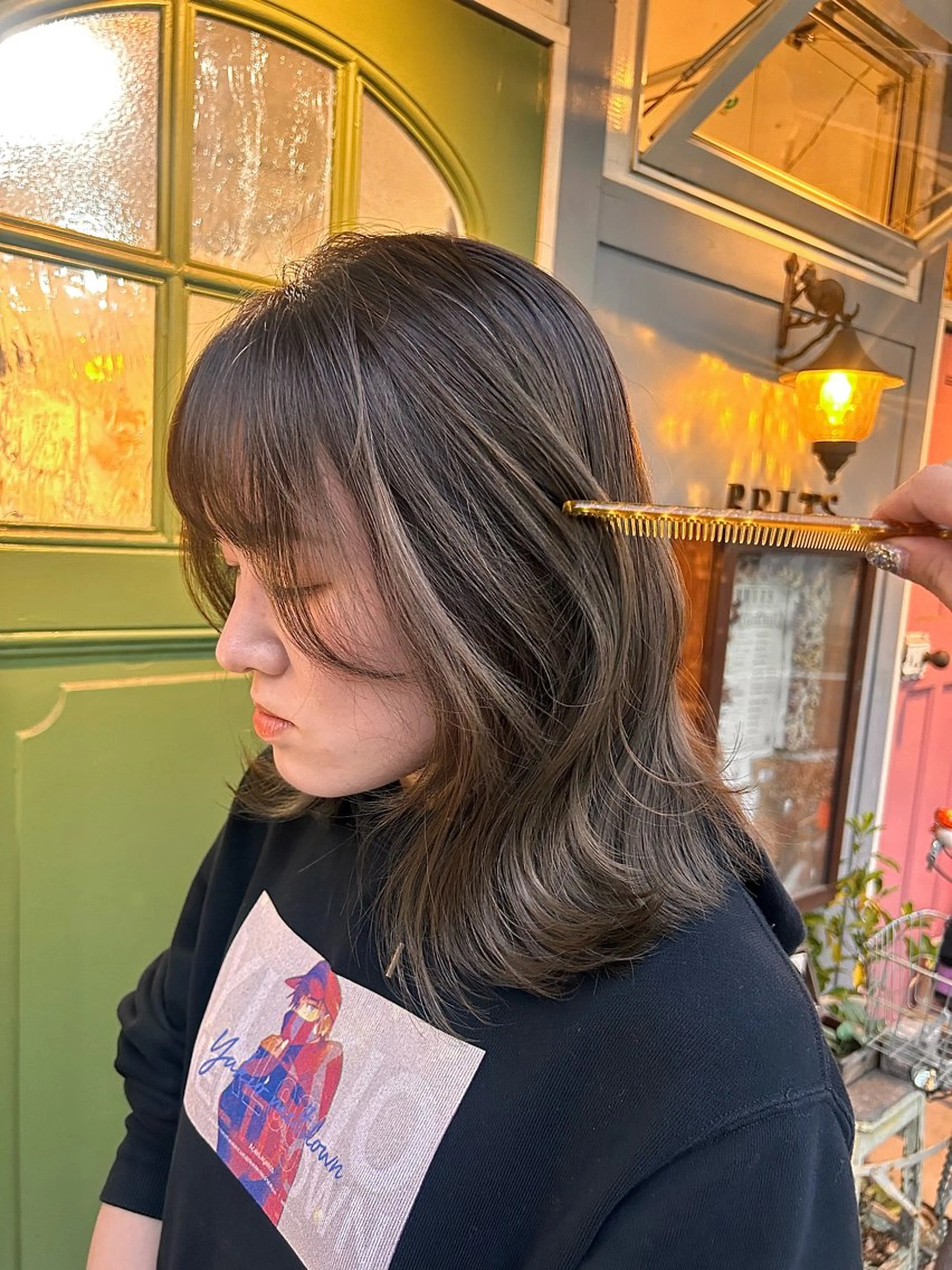 ミディアム カラー カット ヘアカラー トリートメント ヘッドスパ 清水千優/パーマ/透 明感カラー/メンズのヘアスタイル